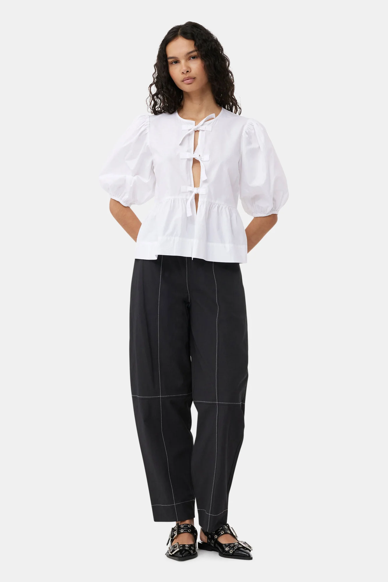 Elasticated Curve Pants | Black - Image 5