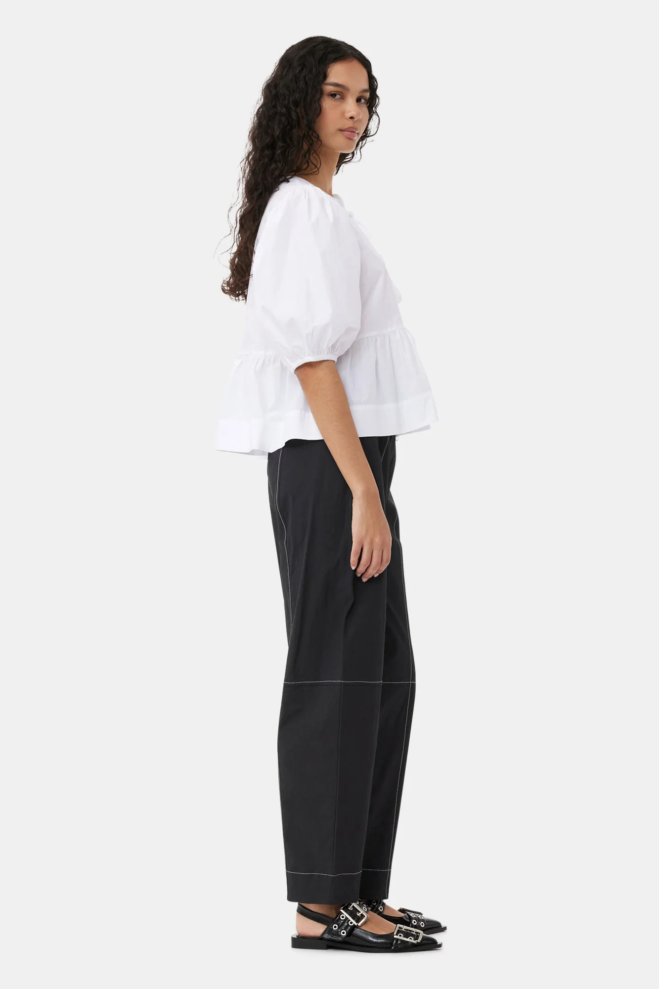 Elasticated Curve Pants | Black - Image 6
