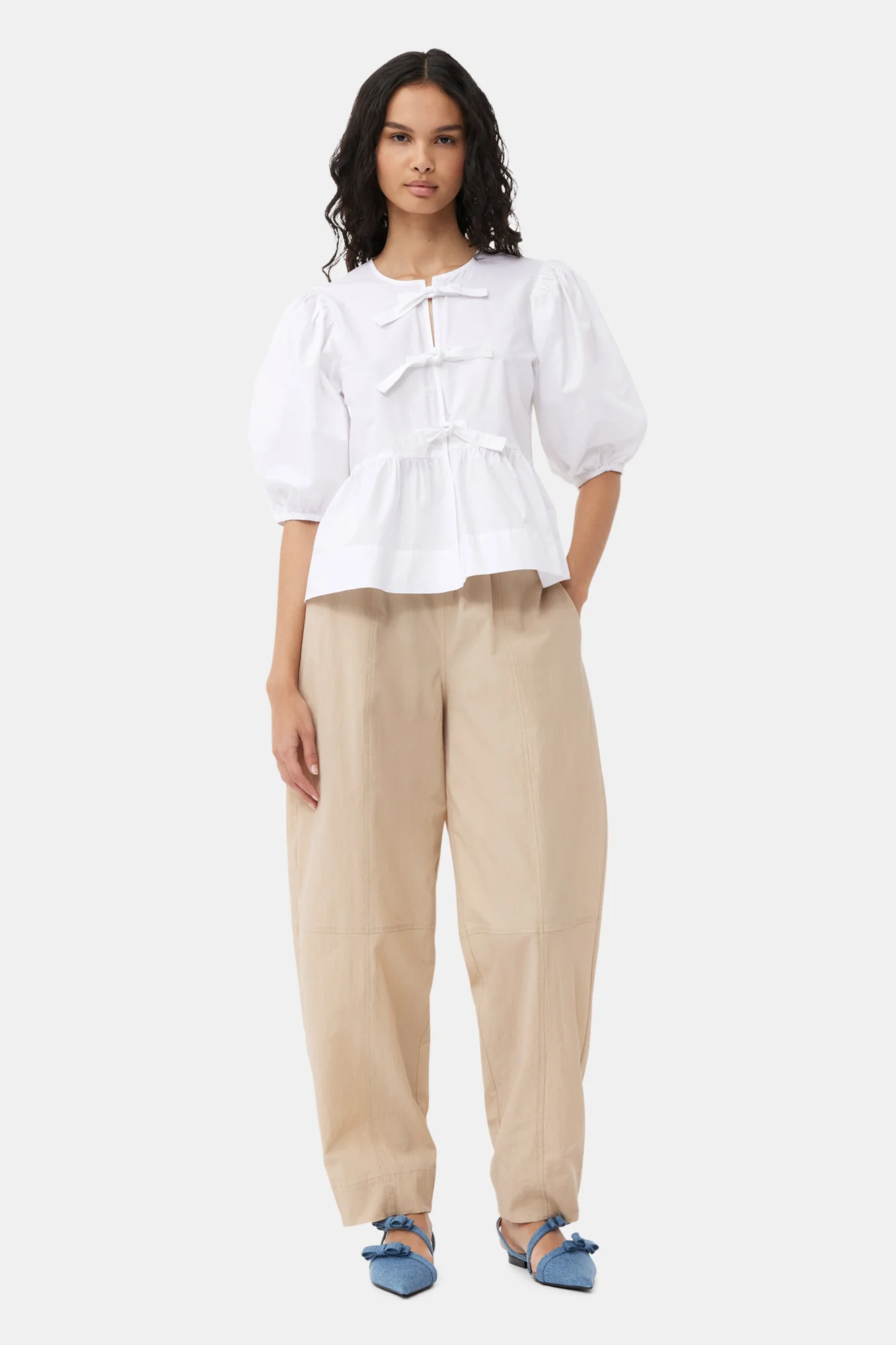 Elasticated Curve Trousers | Safari - Image 3