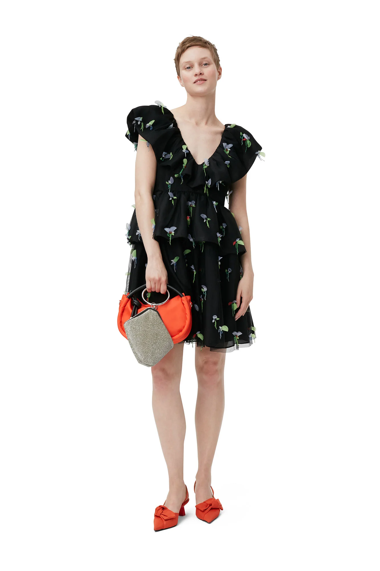 Embellished Mesh Mini Dress | Black - Image 3