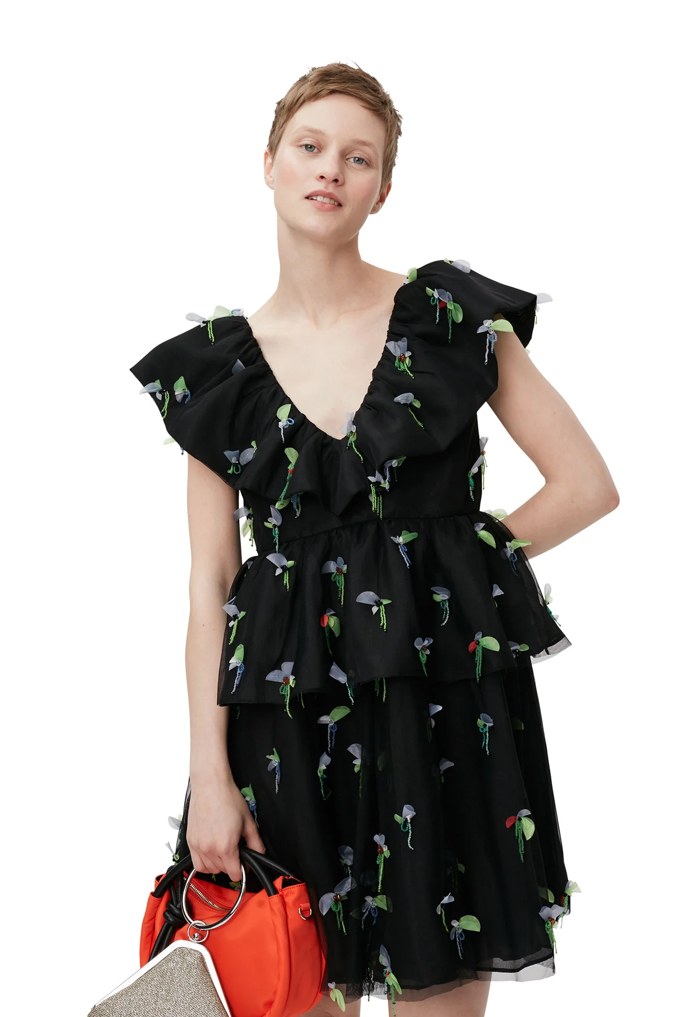 Embellished Mesh Mini Dress | Black - Image 4