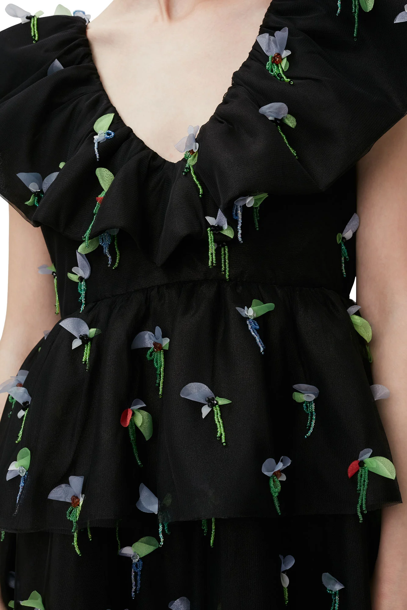 Embellished Mesh Mini Dress | Black - Image 6