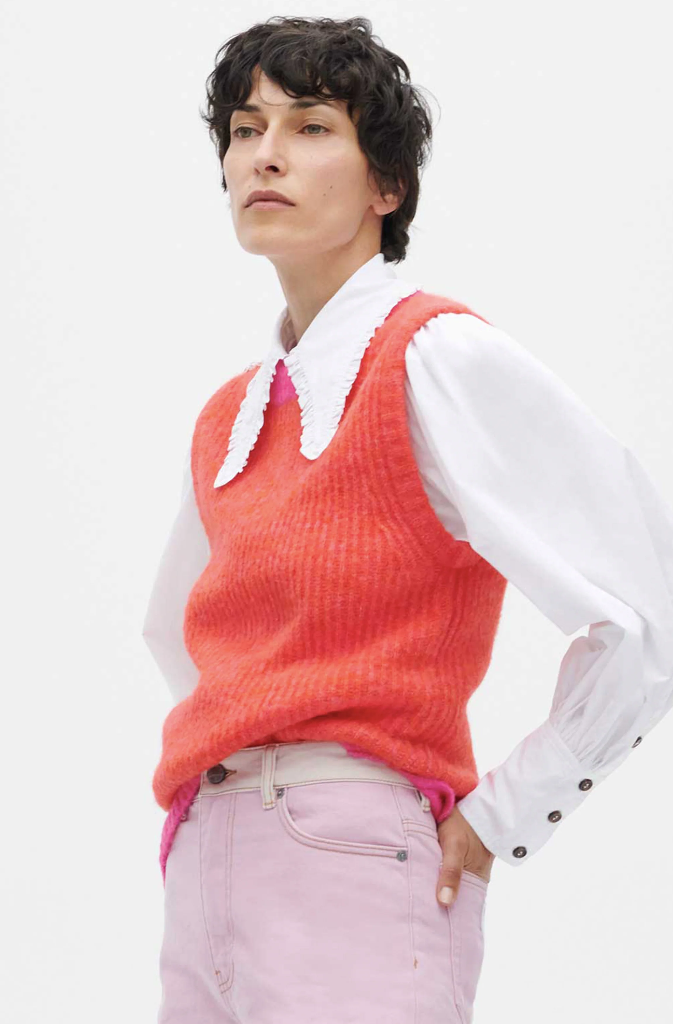 Embellished Wool Vest | Shocking Pink - Image 3