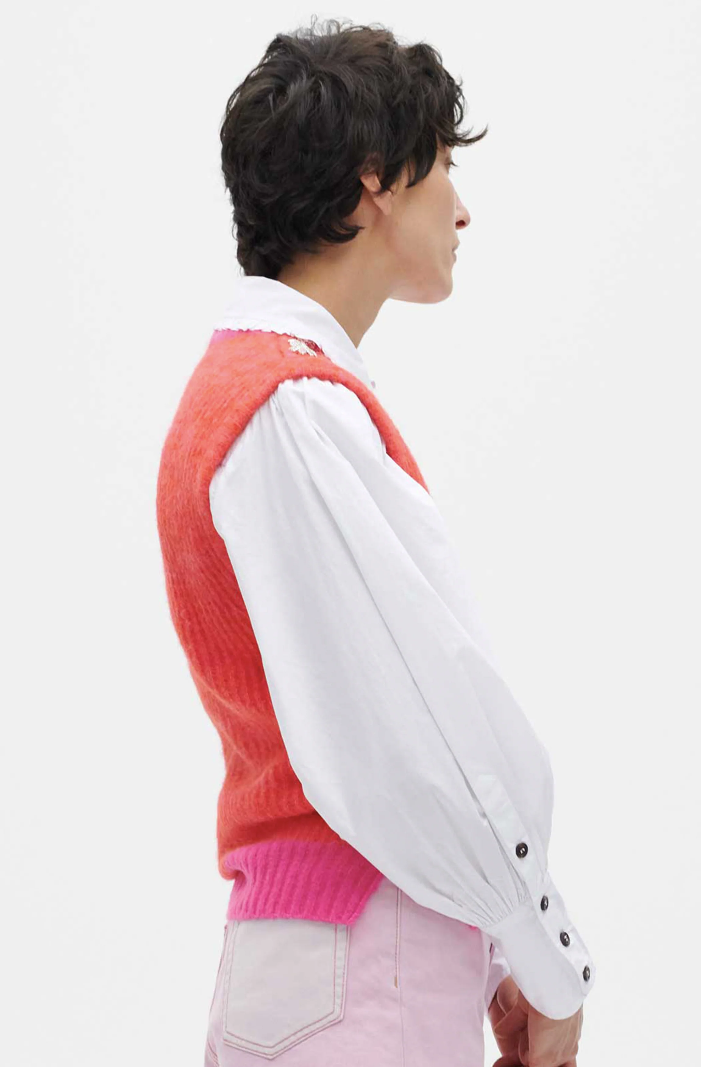 Embellished Wool Vest | Shocking Pink - Image 4