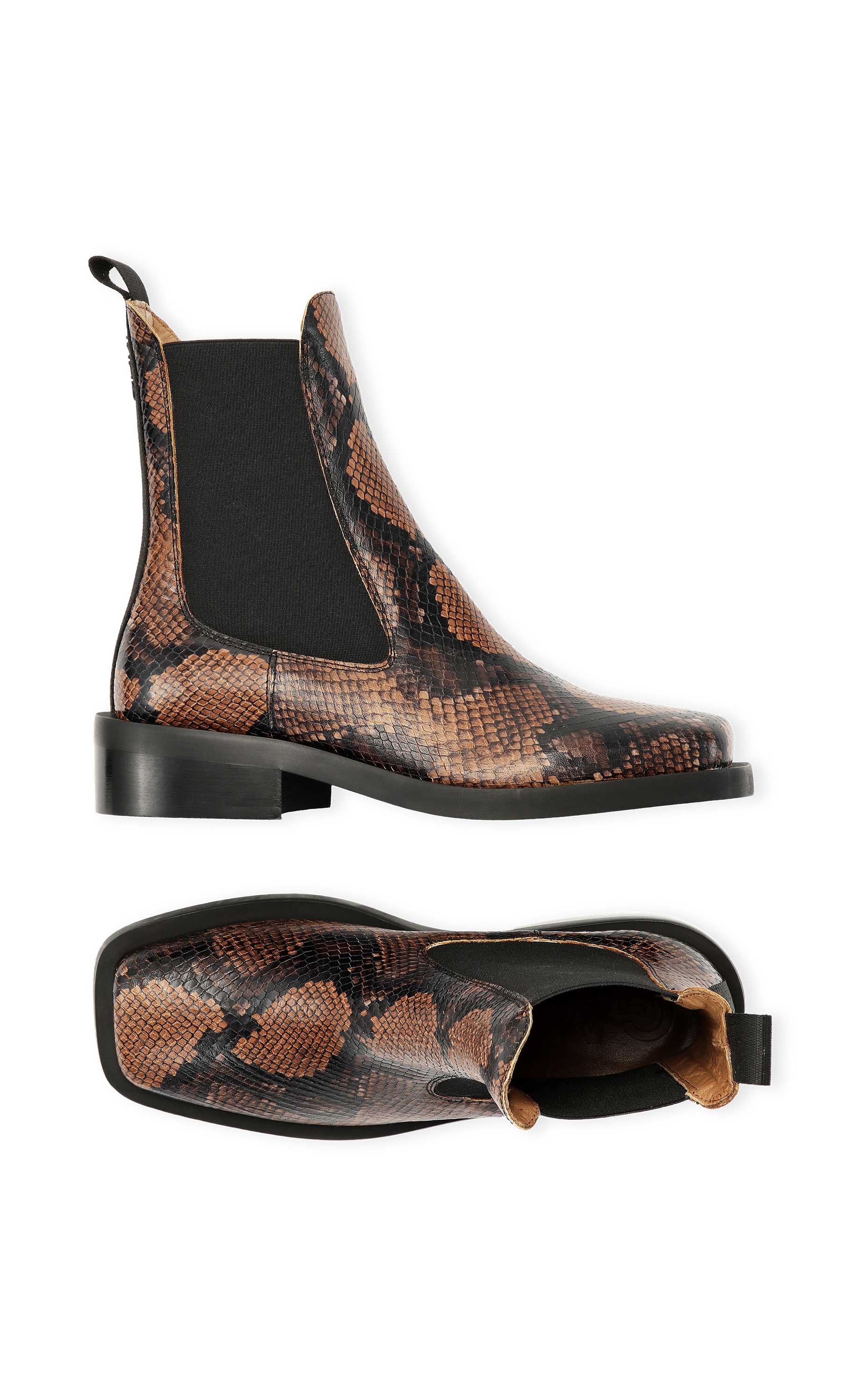 Embossed-Snakeskin Chelsea Boots | Cognac - Image 2