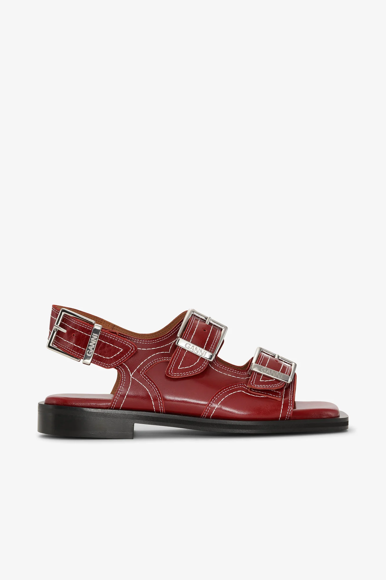Embroidered Leather Sandals | Barbados Cherry - Image 2