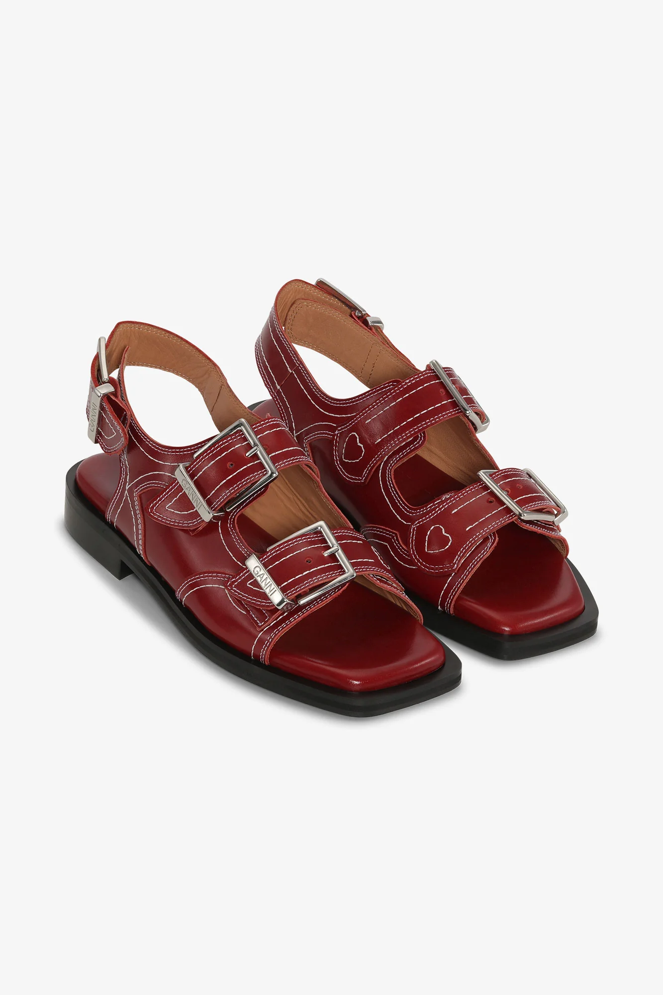 Embroidered Leather Sandals | Barbados Cherry - Image 4