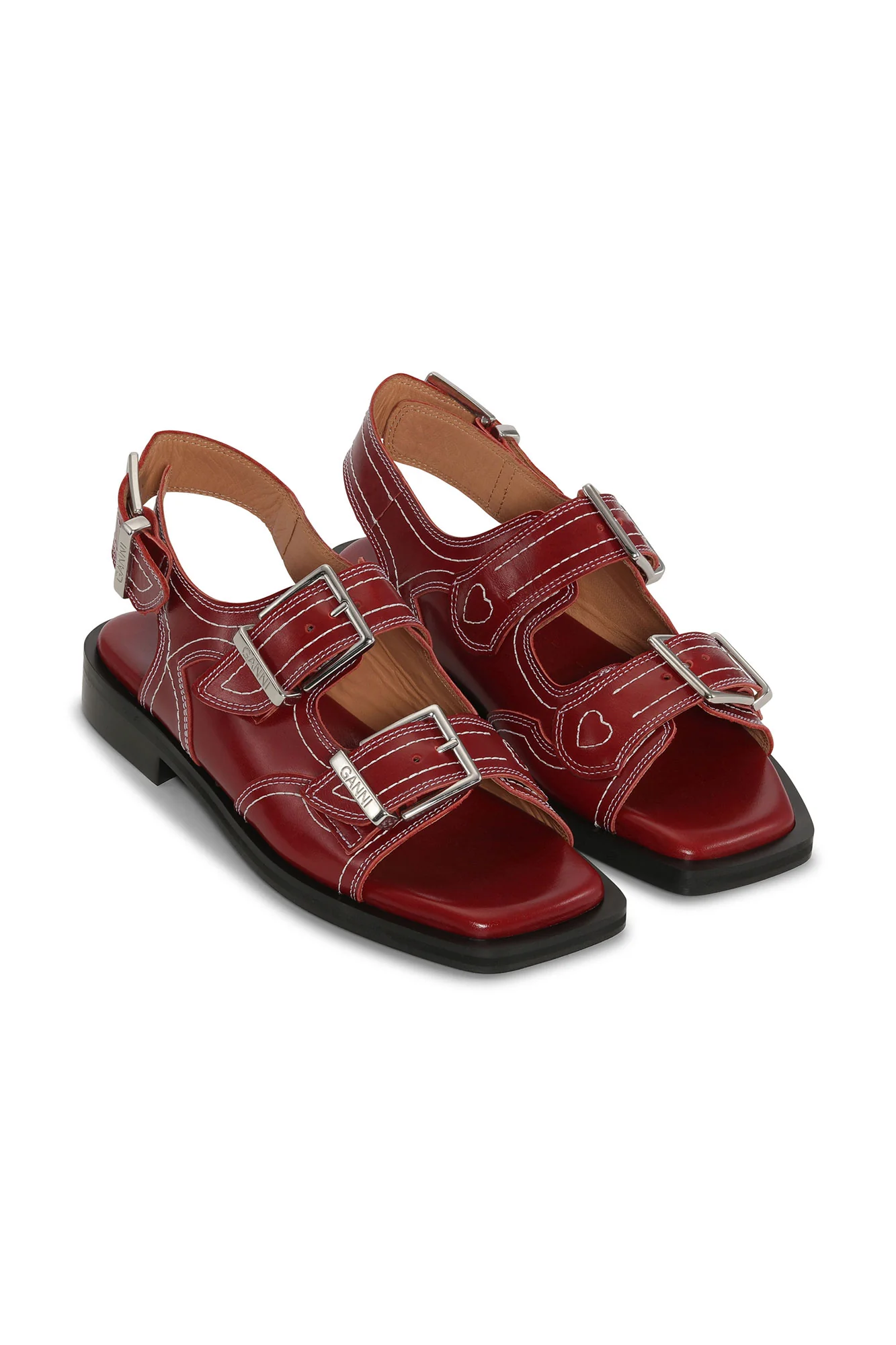 Embroidered Leather Sandals | Barbados Cherry - Image 5