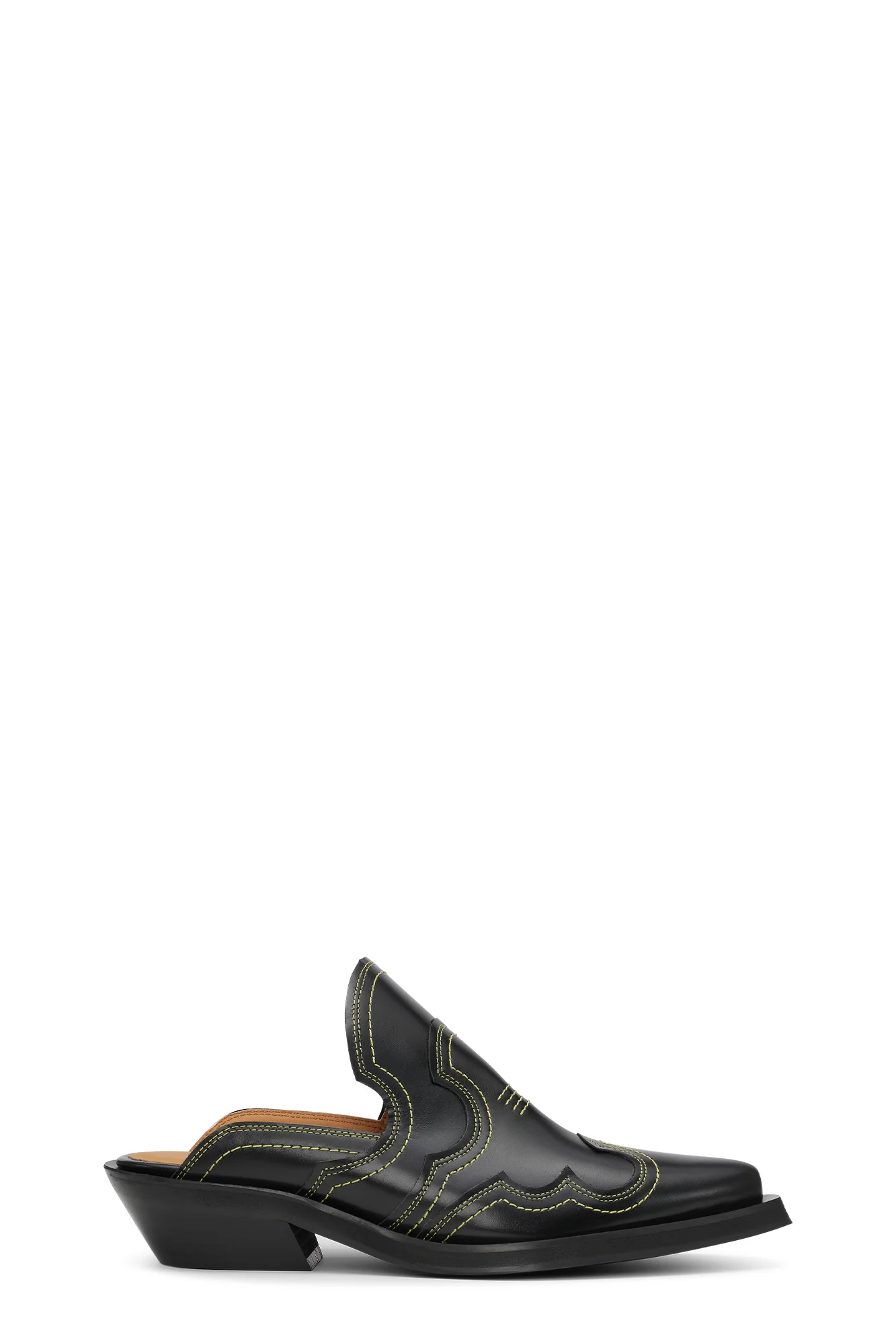 Embroidered Mules | Black/Yellow