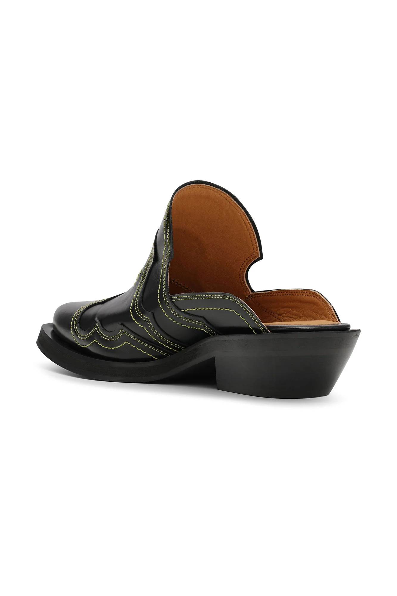 Embroidered Mules | Black/Yellow - Image 2