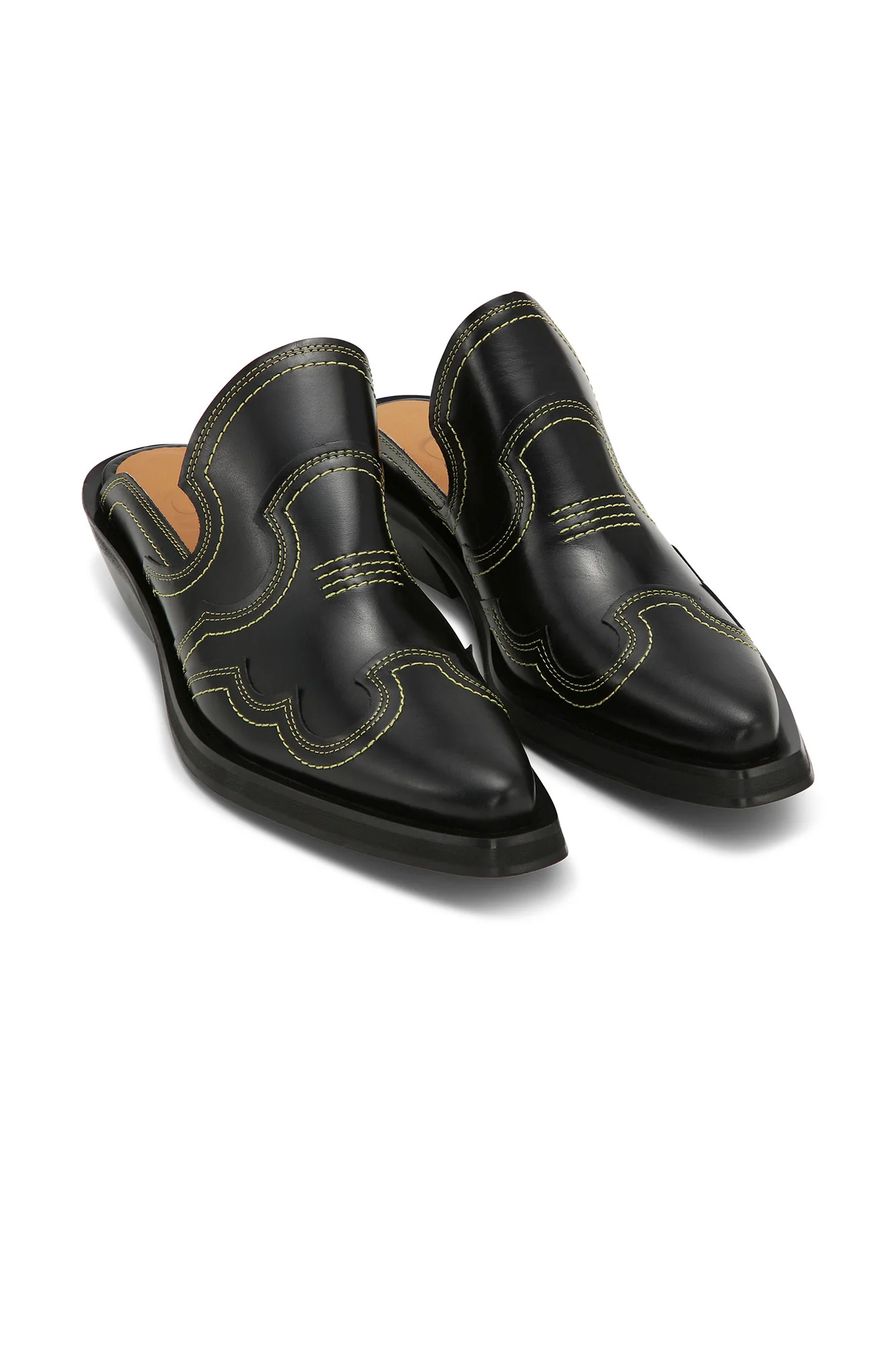 Embroidered Mules | Black/Yellow - Image 3