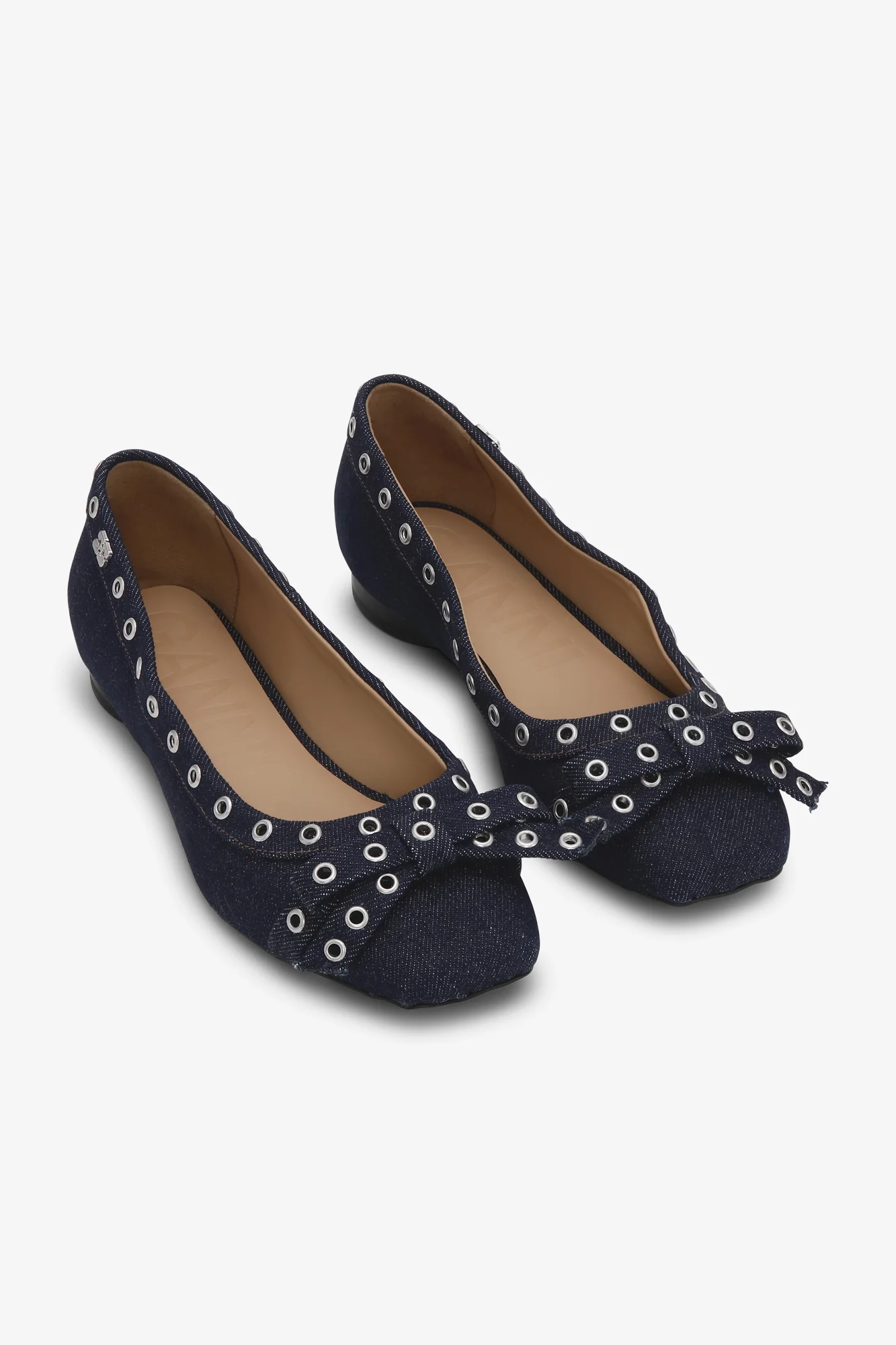 Eyelets Bow Ballerina Denim | Dark Navy - Image 2