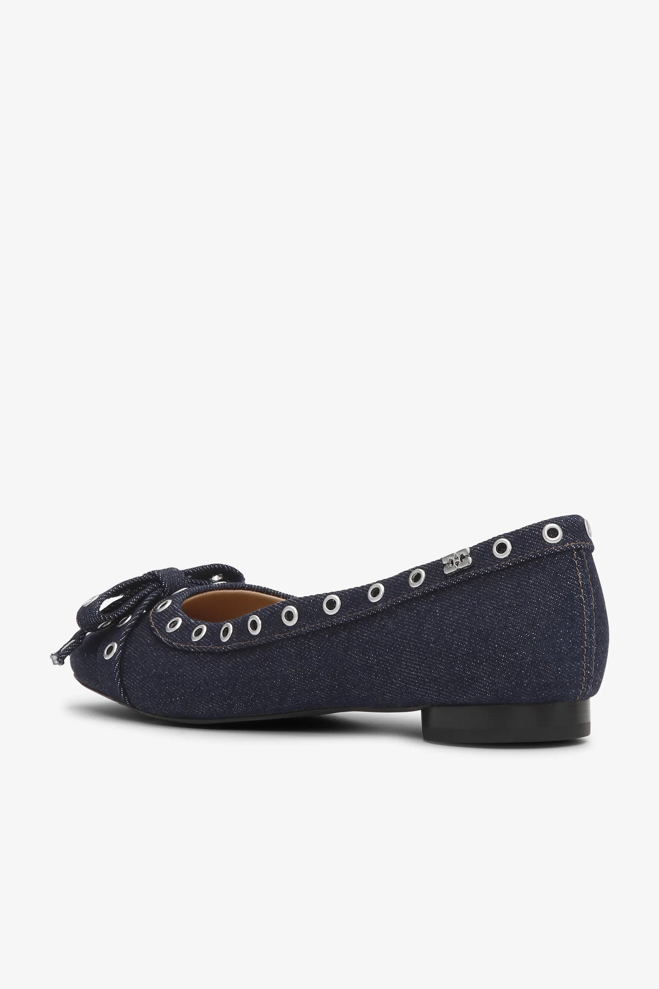 Eyelets Bow Ballerina Denim | Dark Navy - Image 3