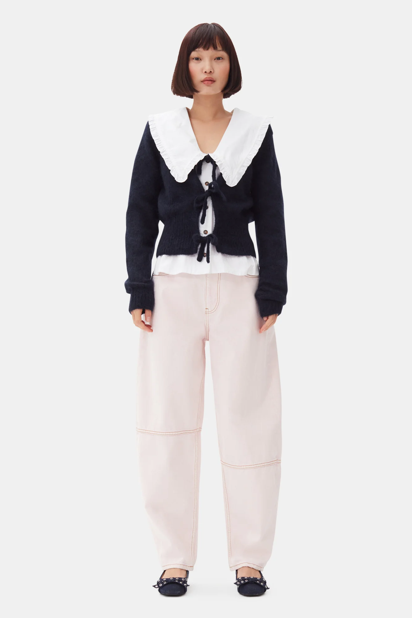 Eyelets Bow Ballerina Denim | Dark Navy - Image 5