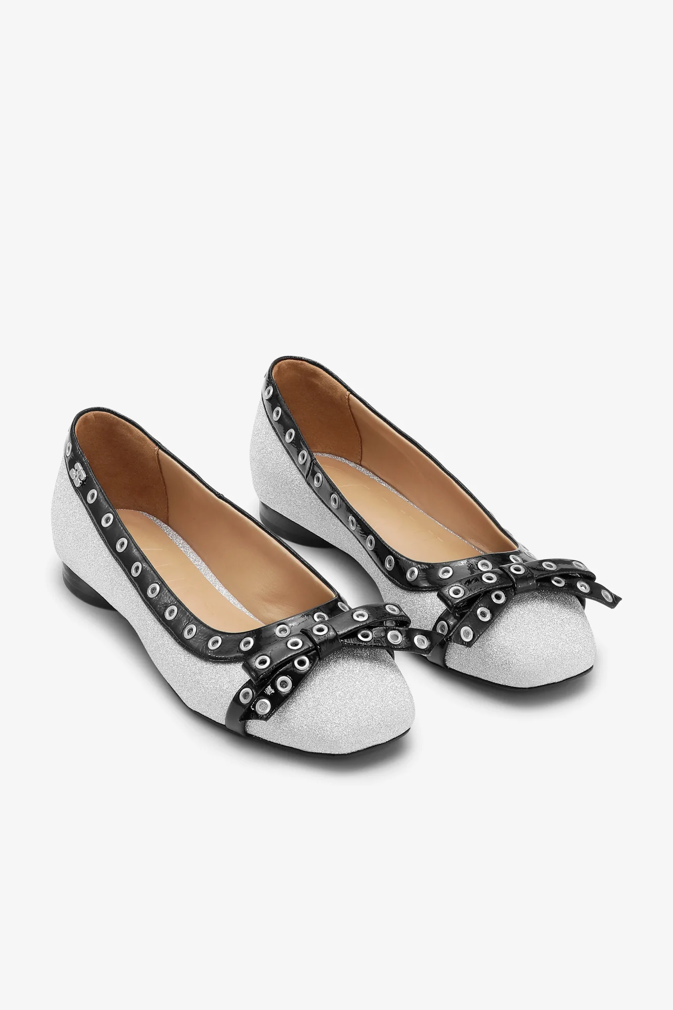 Eyelets Bow Ballerina Glitter | Silver - Image 2
