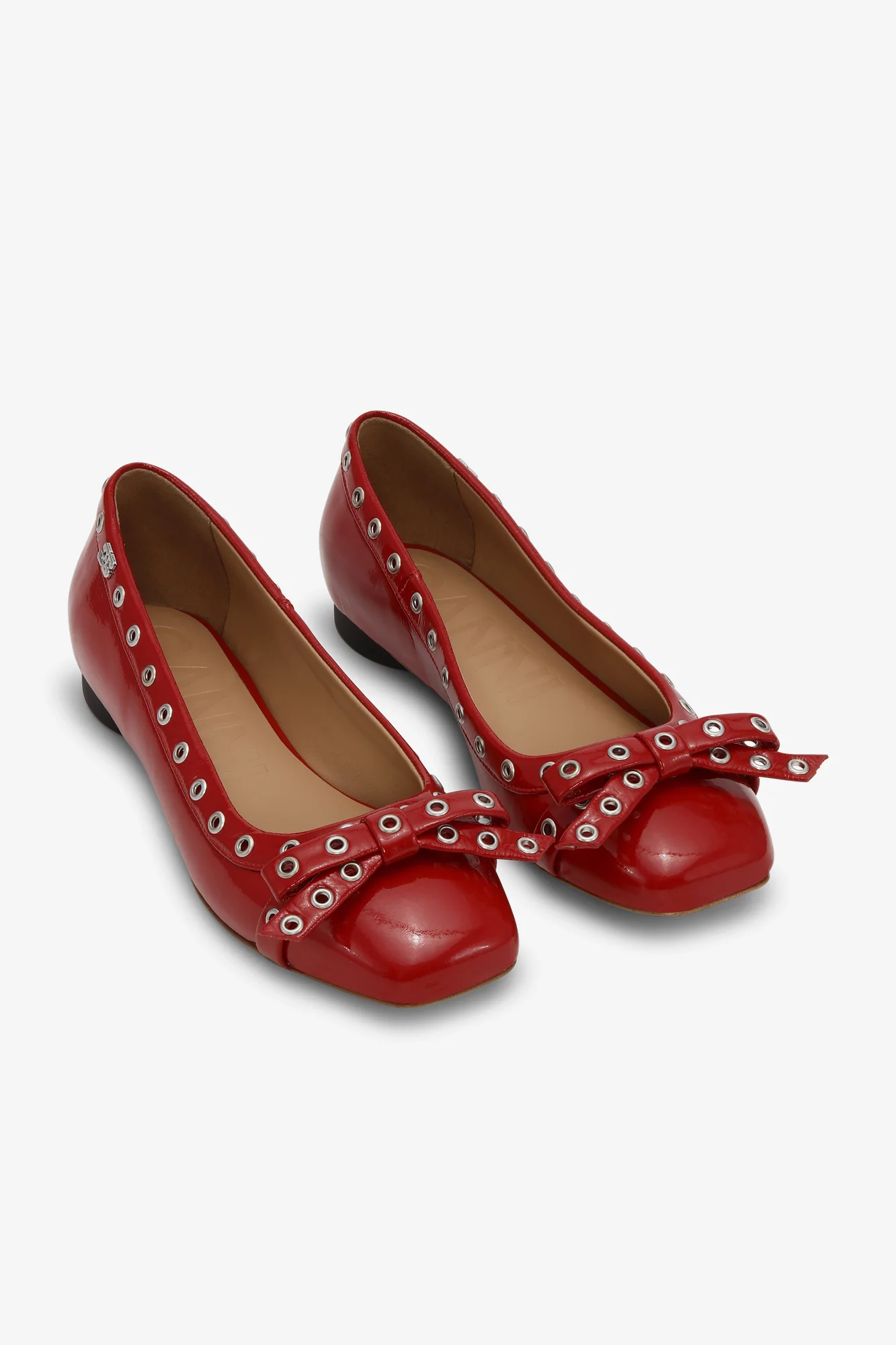 Eyelets Bow Ballerina Naplack | Racing Red - Image 2