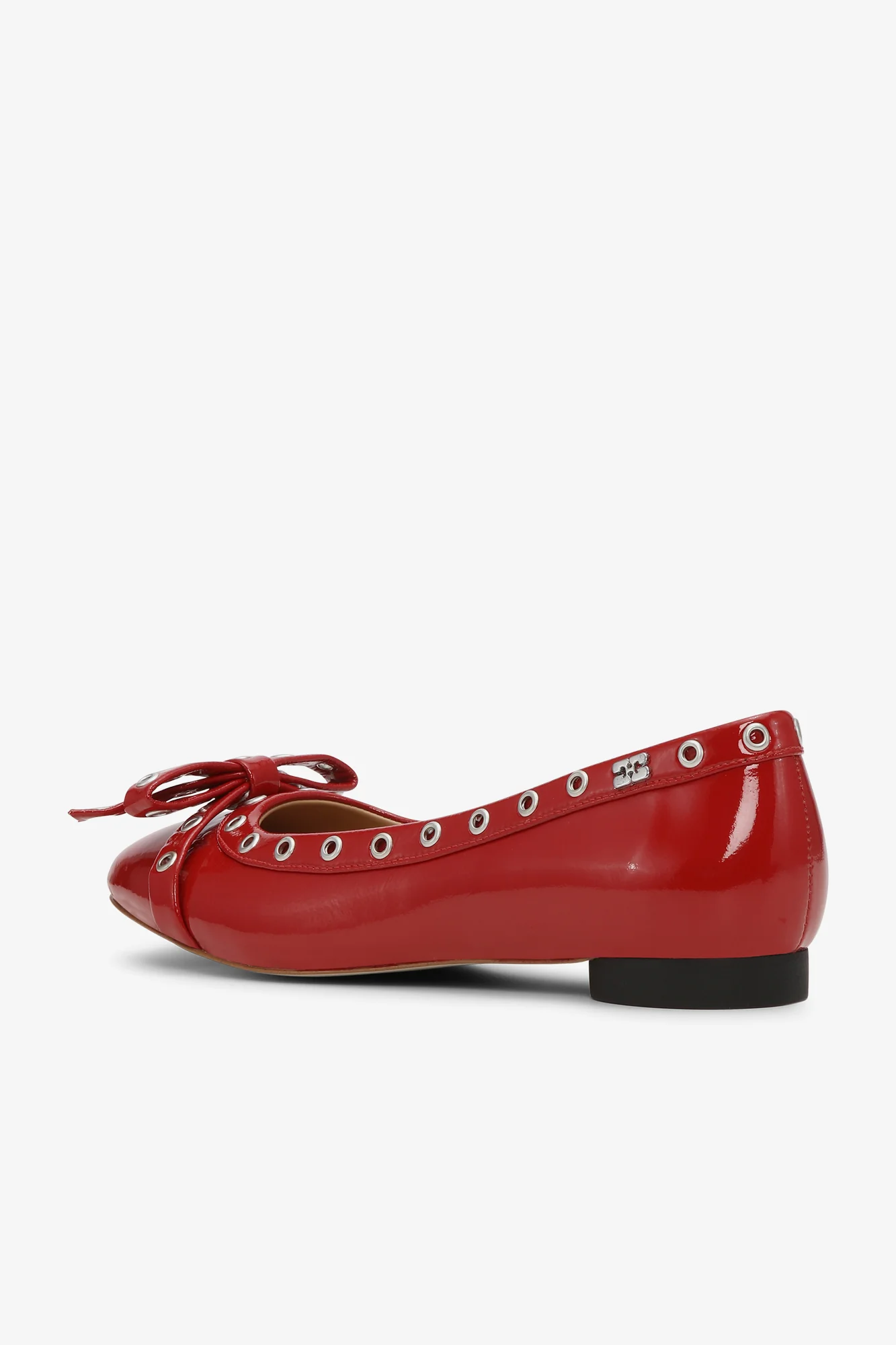Eyelets Bow Ballerina Naplack | Racing Red - Image 3