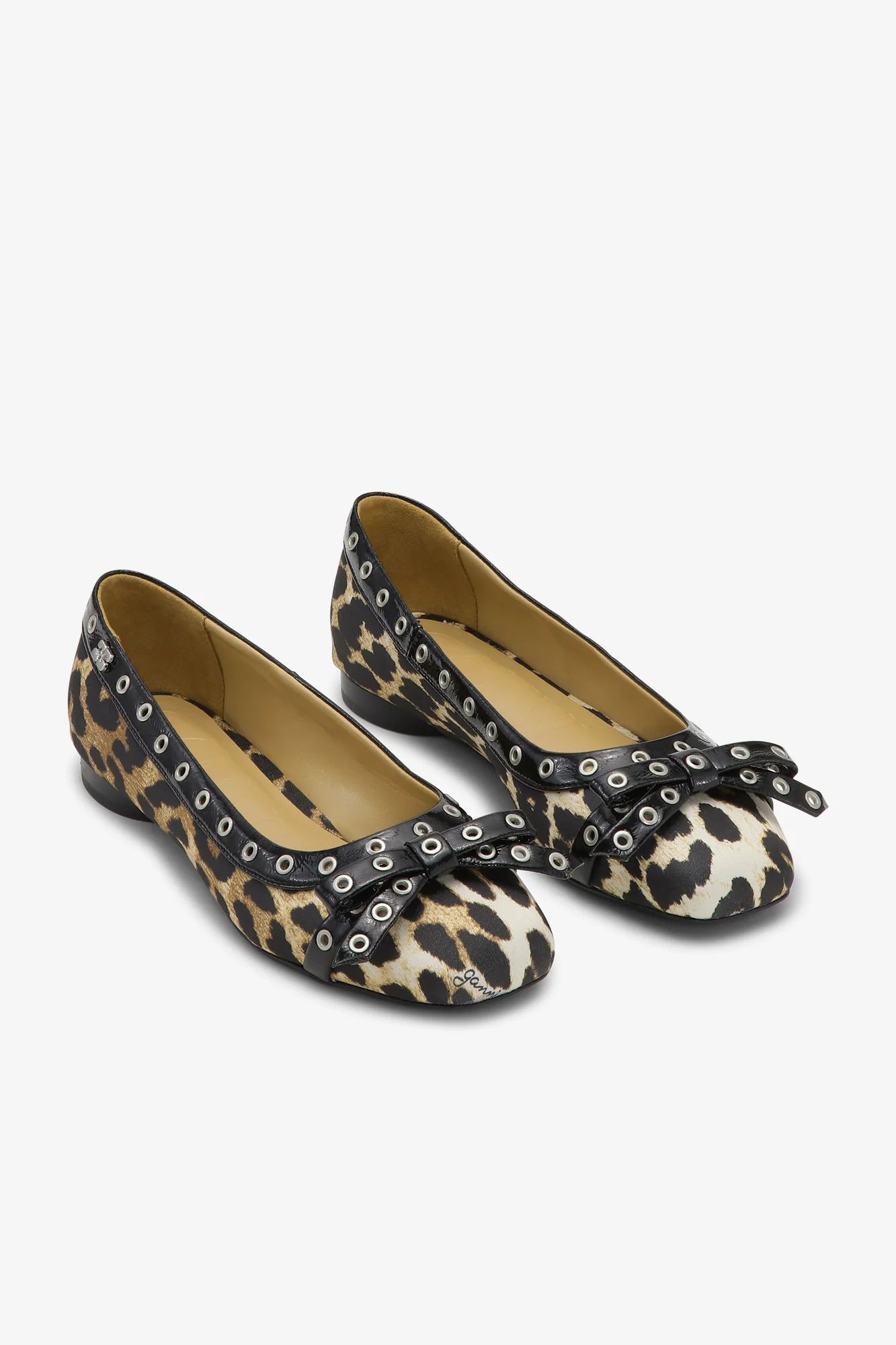 Eyelets Bow Ballerina Satin Print | Leopard Print - Image 2