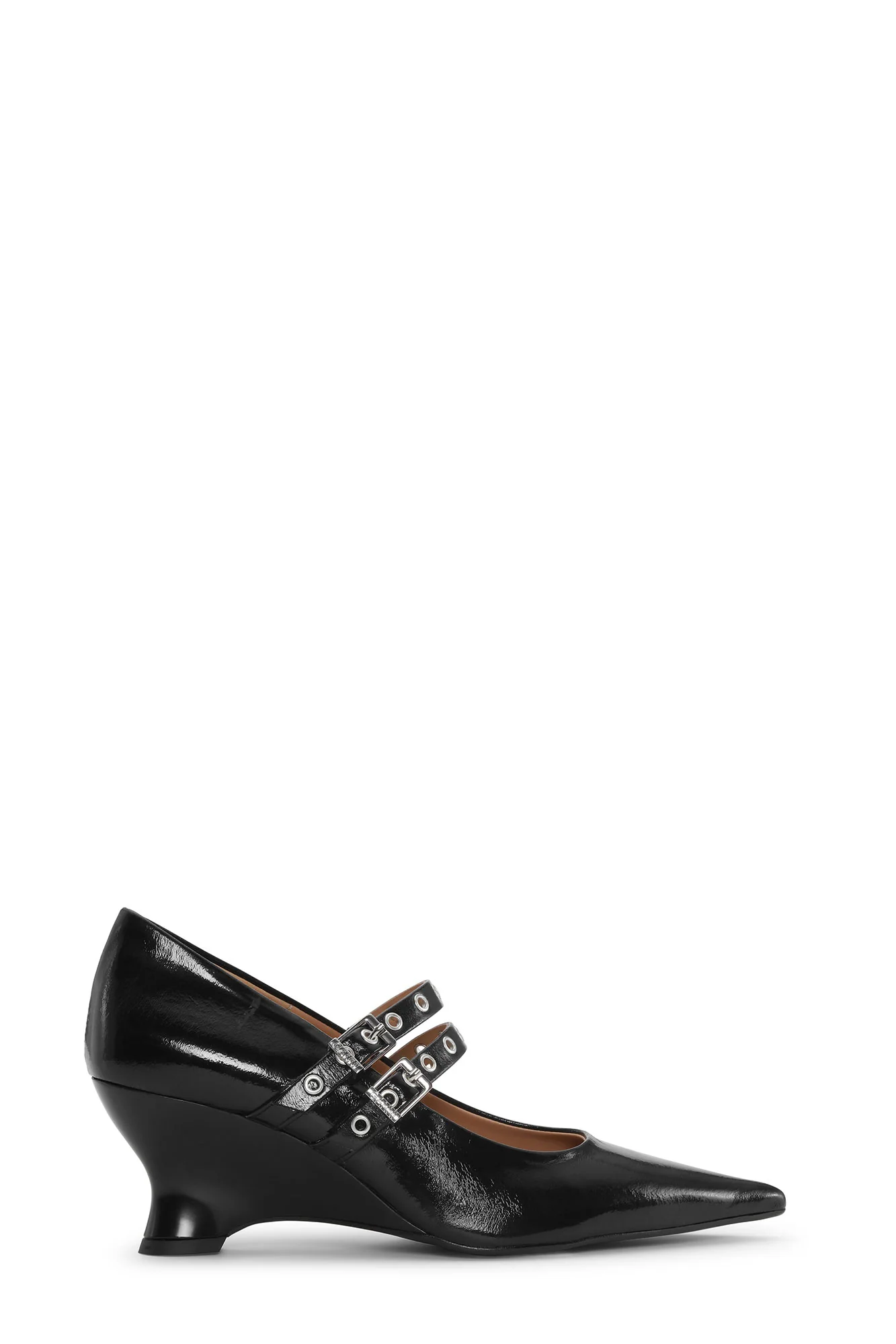 Eyelets Low Wedge Pumps | Black