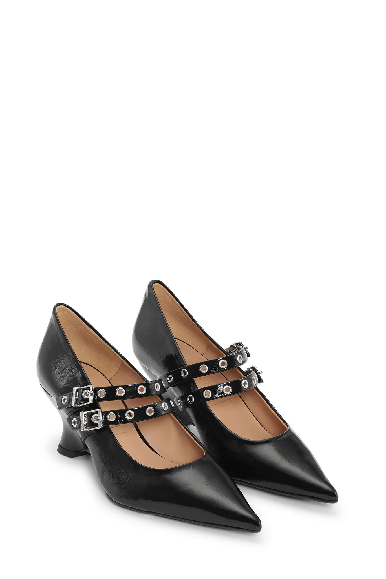 Eyelets Low Wedge Pumps | Black - Image 2