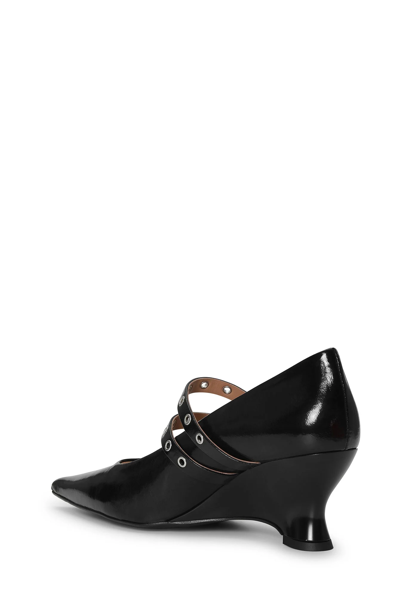 Eyelets Low Wedge Pumps | Black - Image 3