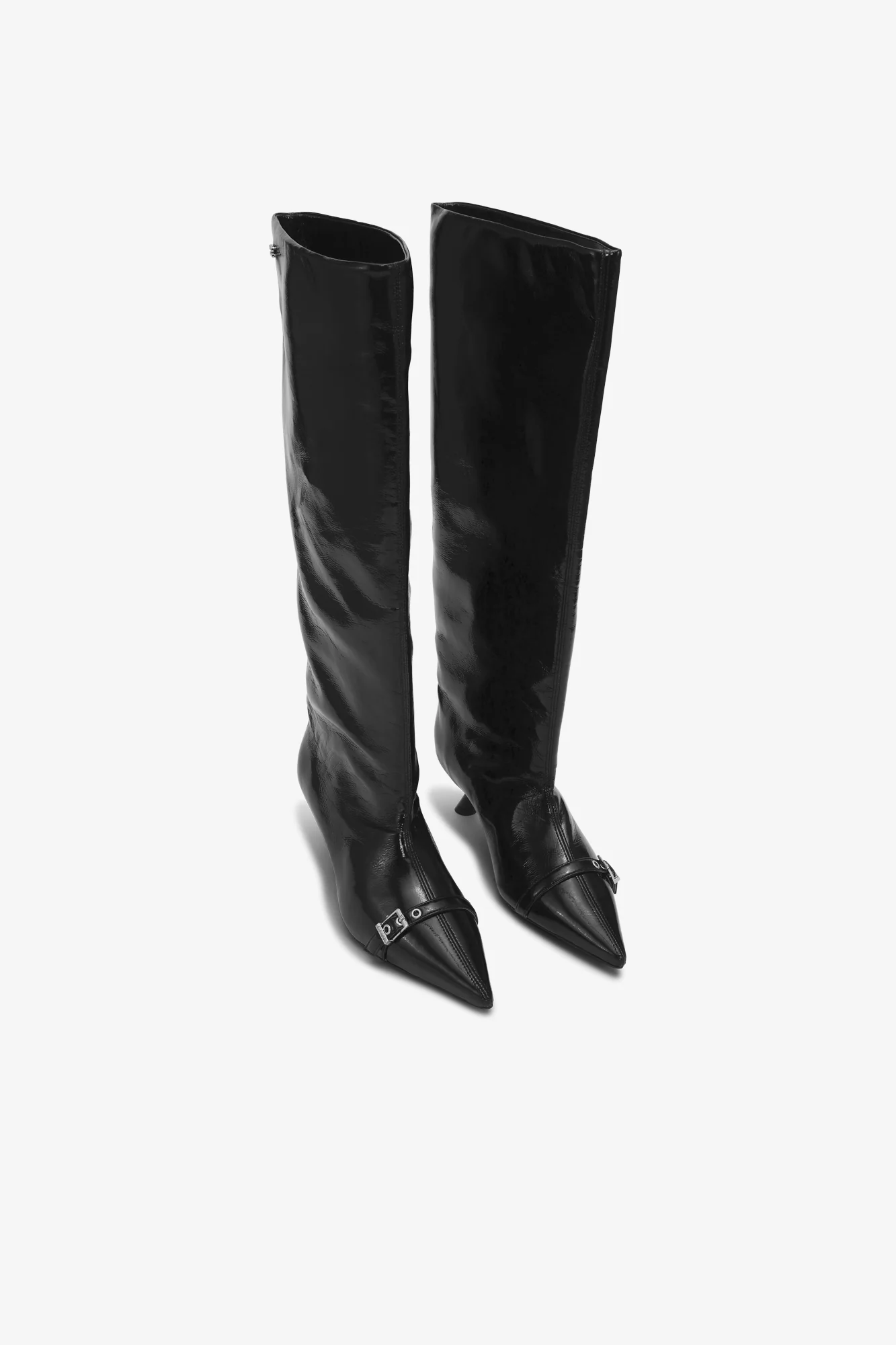 Eyelets Slouchy High Shaft Boot Naplack | Black - Image 2