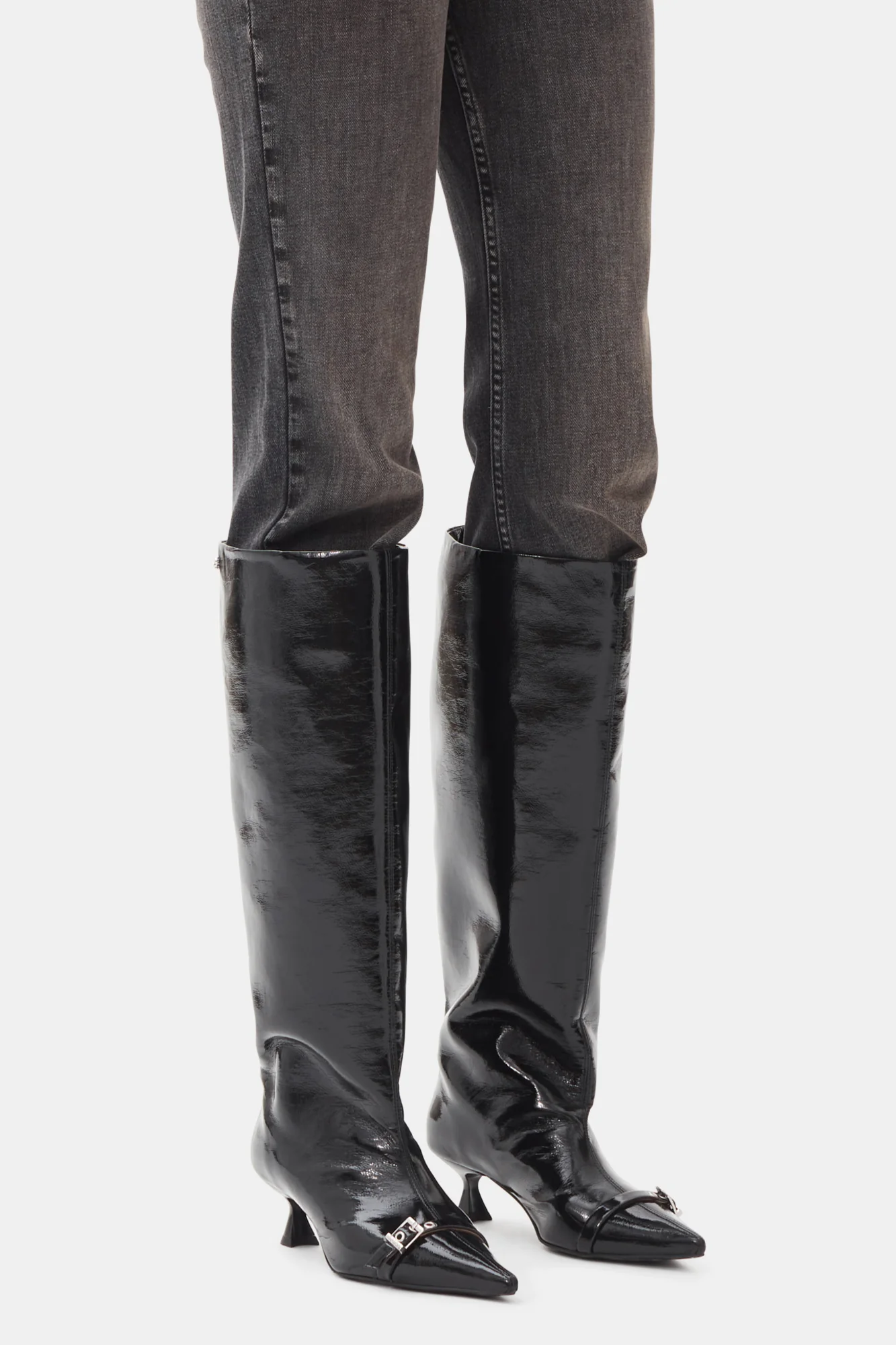 Eyelets Slouchy High Shaft Boot Naplack | Black - Image 4