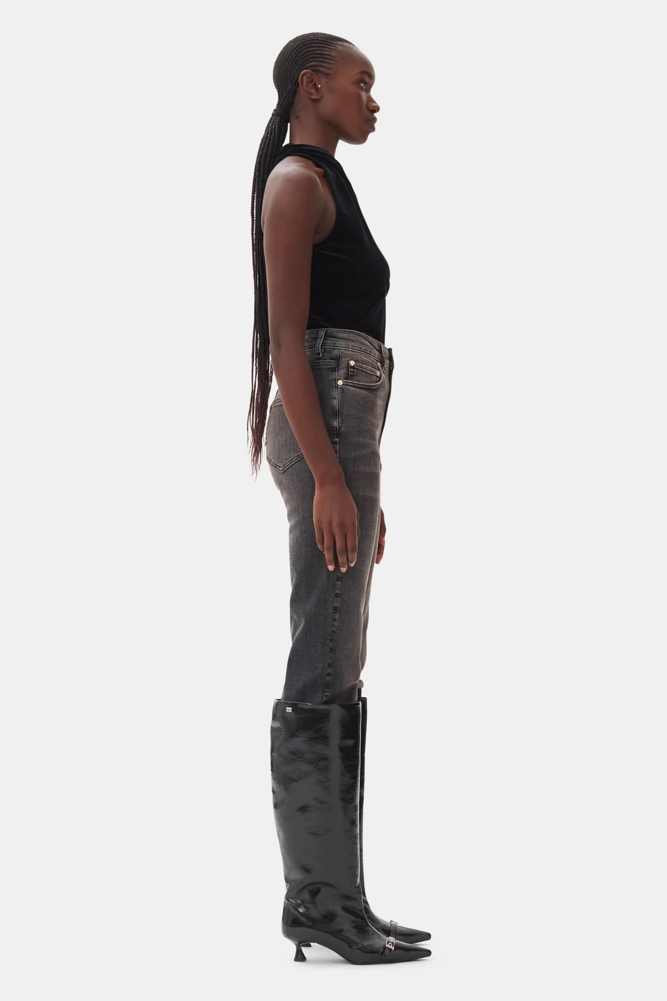 Eyelets Slouchy High Shaft Boot Naplack | Black - Image 6