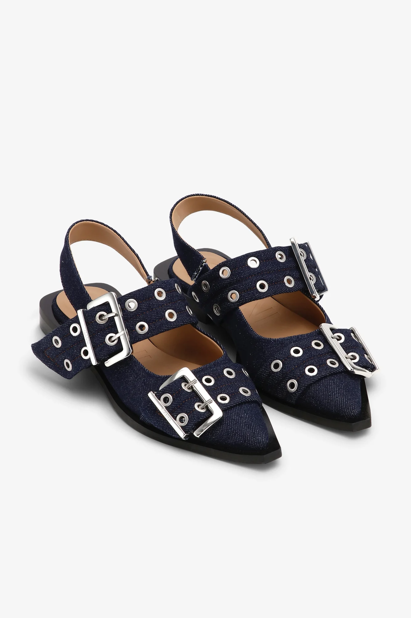 Feminine Buckle Ballerina Denim | Dark Navy - Image 2