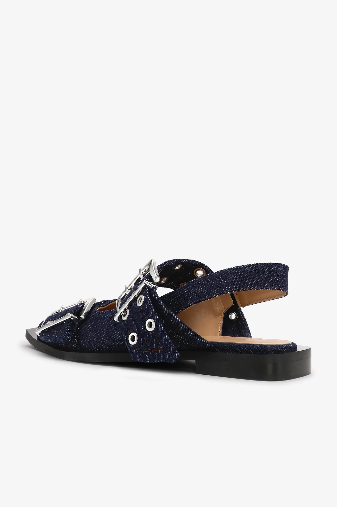 Feminine Buckle Ballerina Denim | Dark Navy - Image 3