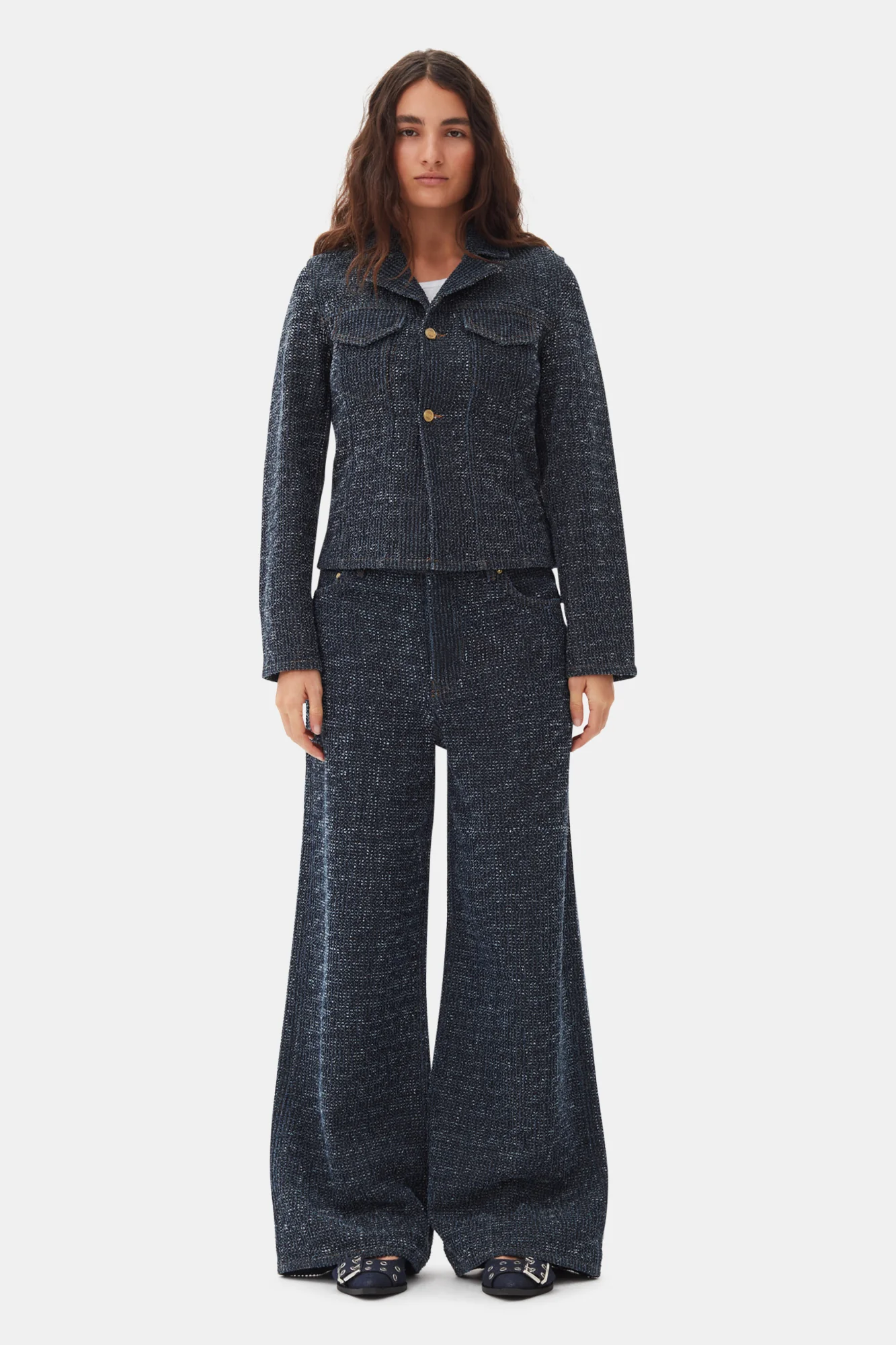 Feminine Buckle Ballerina Denim | Dark Navy - Image 5