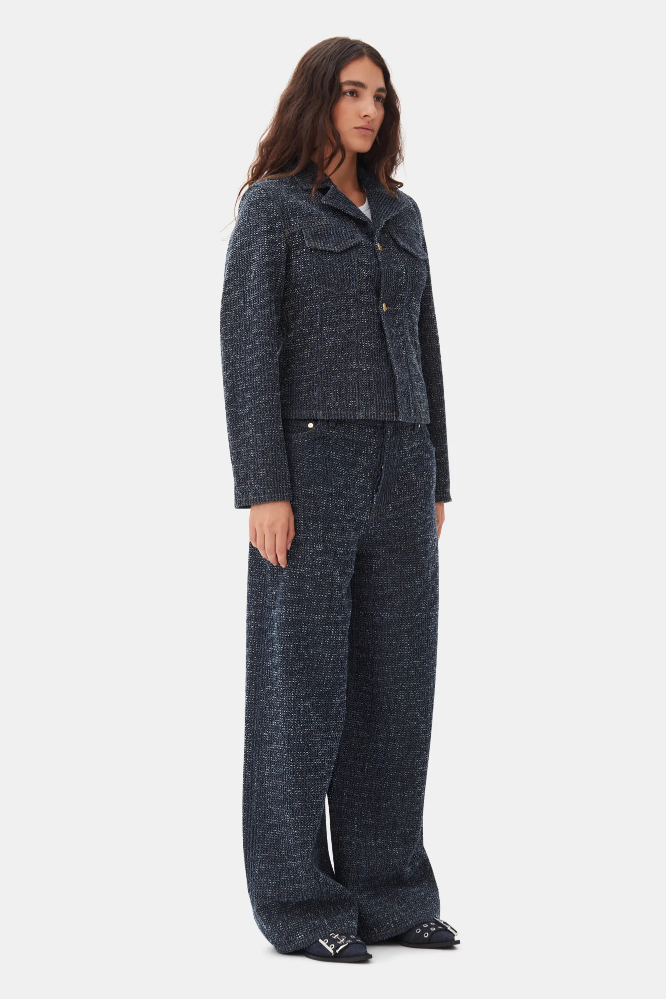 Feminine Buckle Ballerina Denim | Dark Navy - Image 6