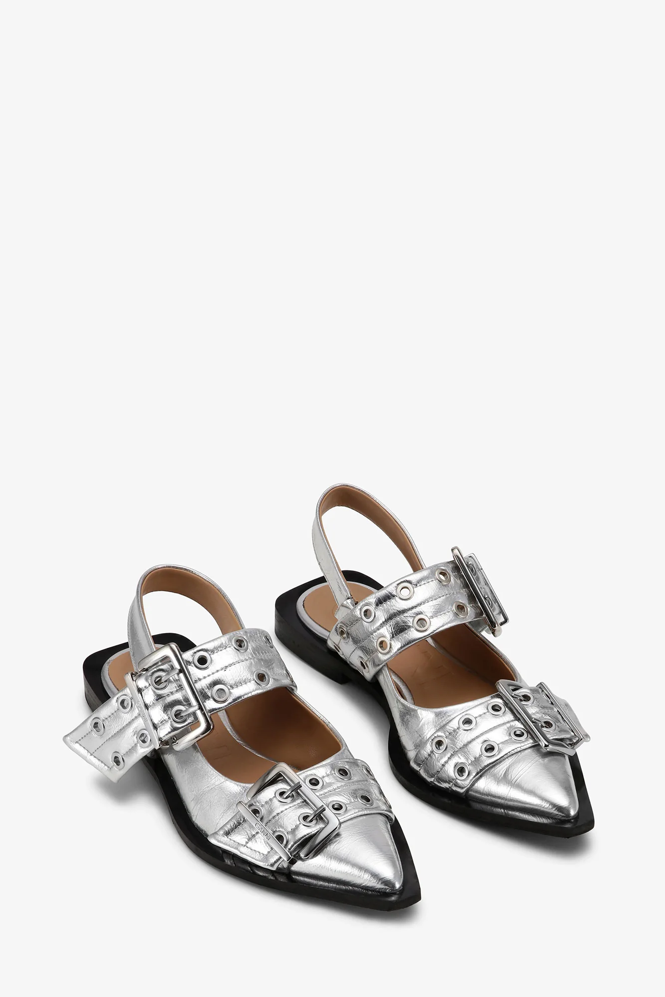 Feminine Buckle Ballerina Metallic | Silver - Image 2
