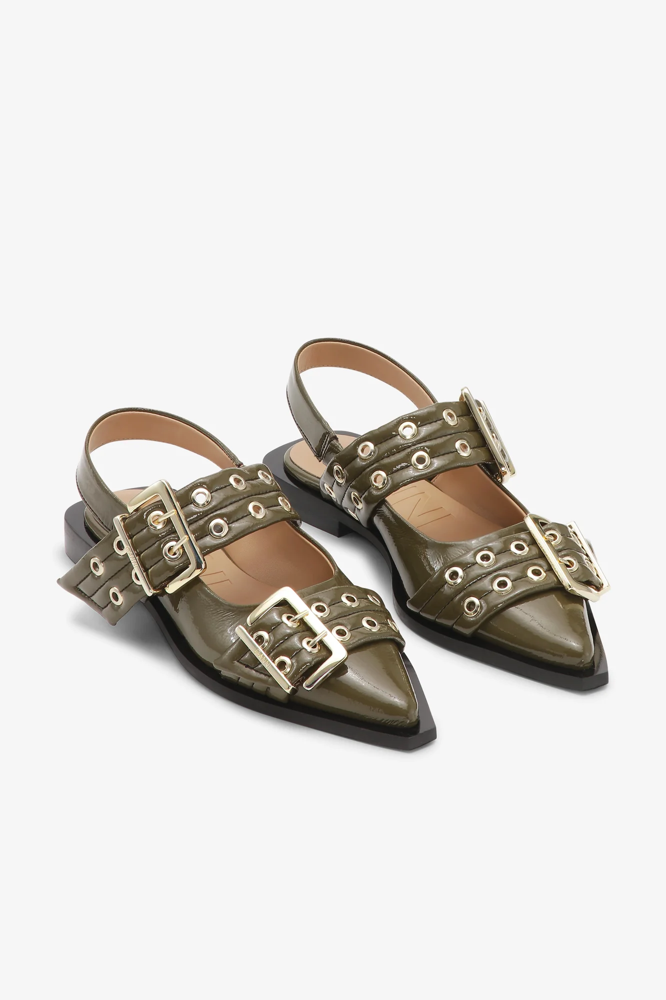 Feminine Buckle Ballerina Naplack | Military Olive - Image 2