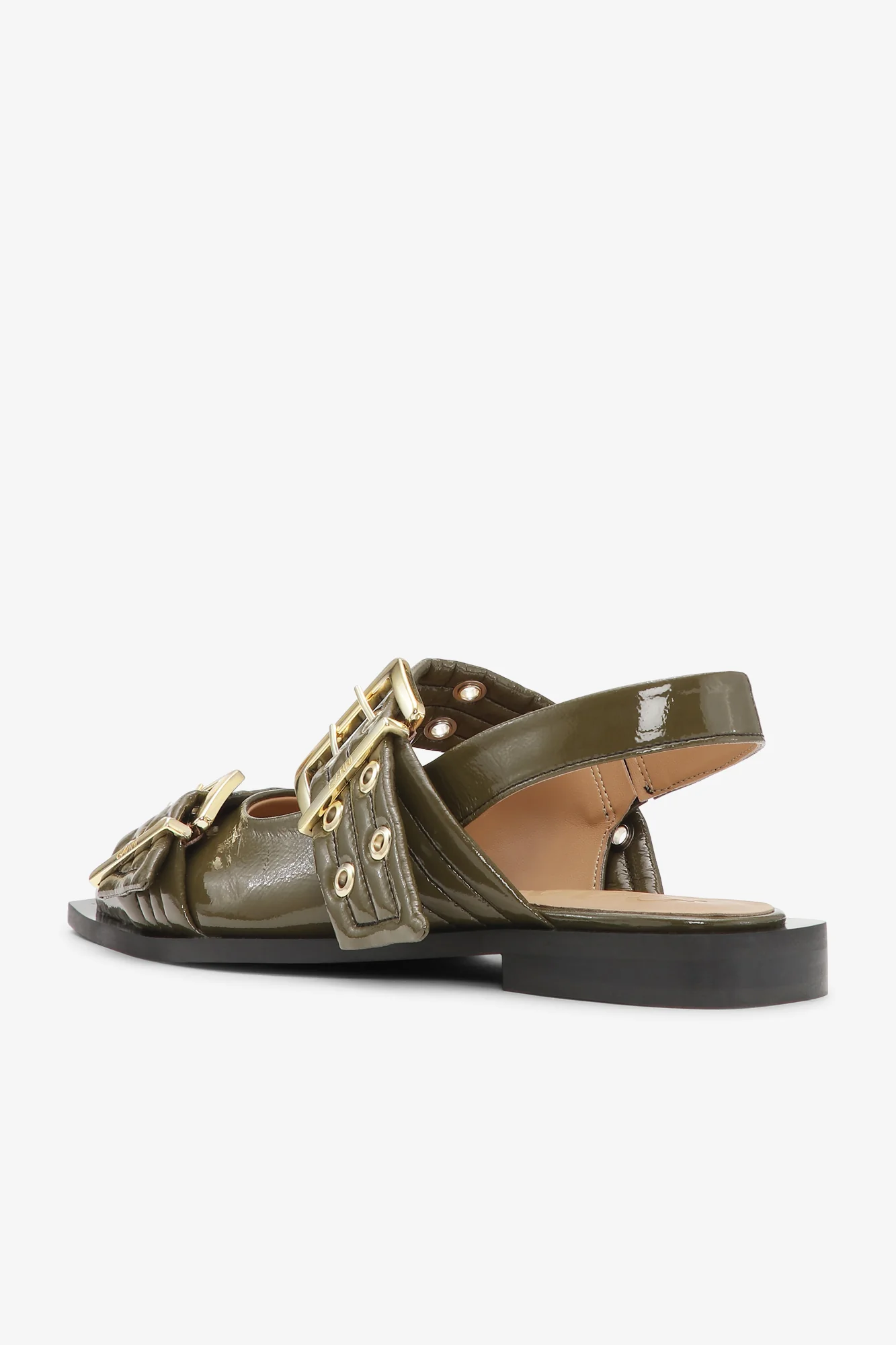 Feminine Buckle Ballerina Naplack | Military Olive - Image 3