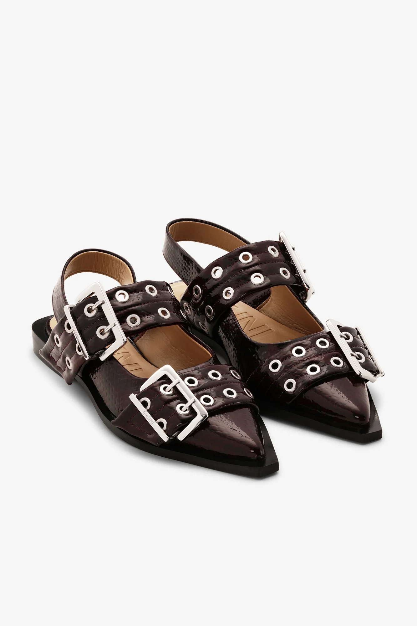 Feminine Buckle Ballerina Snake | Dark Burgundy - Image 2