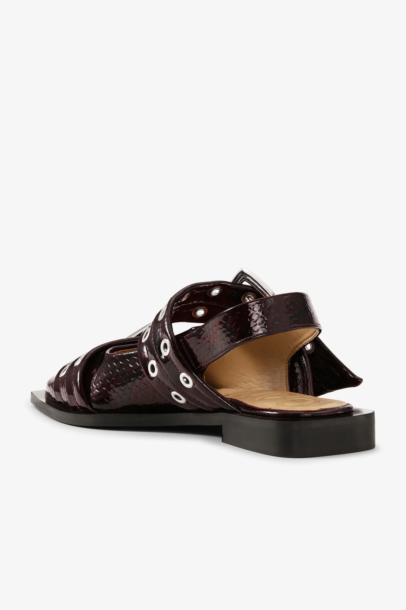 Feminine Buckle Ballerina Snake | Dark Burgundy - Image 3