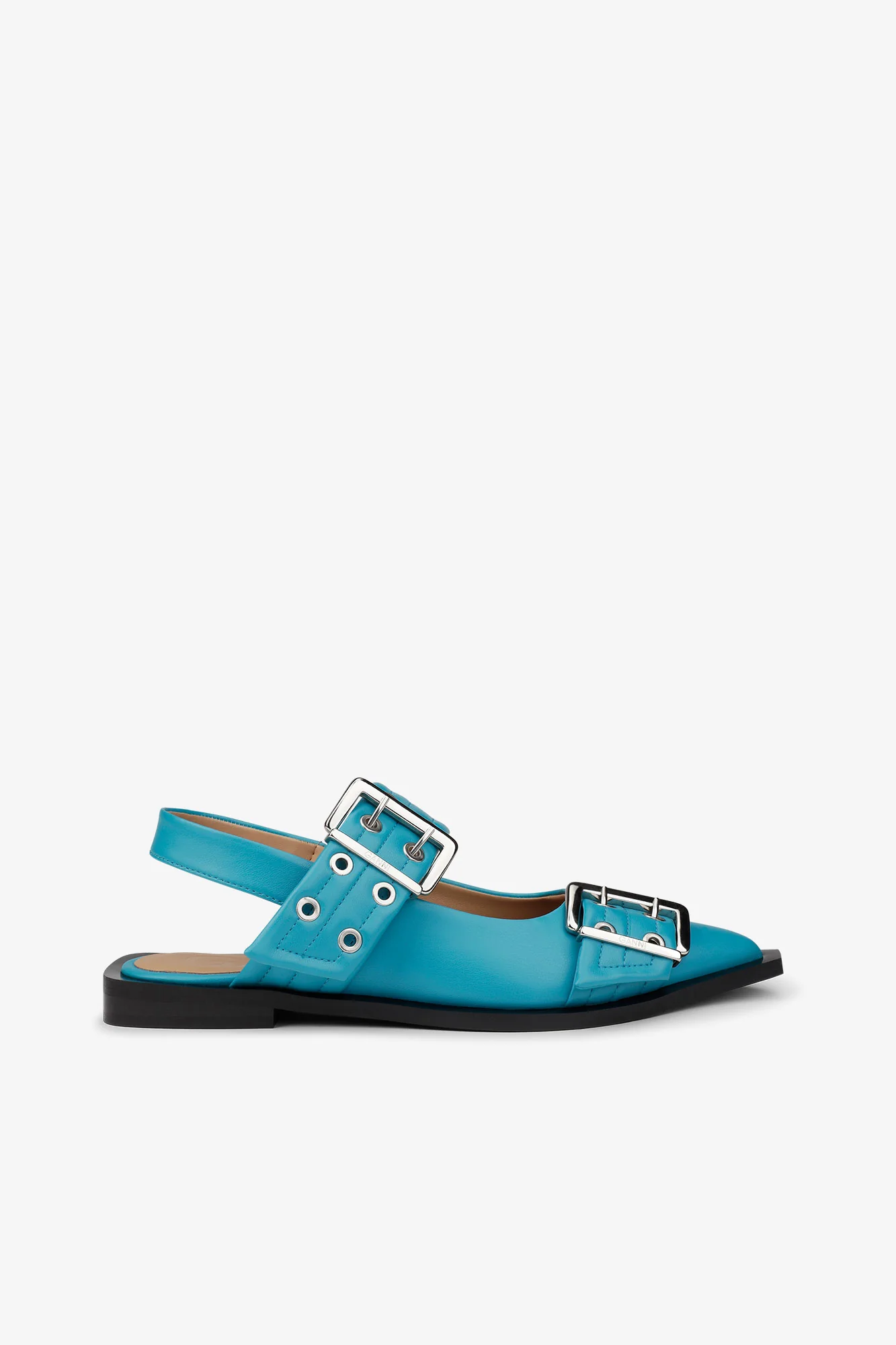 Feminine Buckle Ballerinas | Algiers Blue