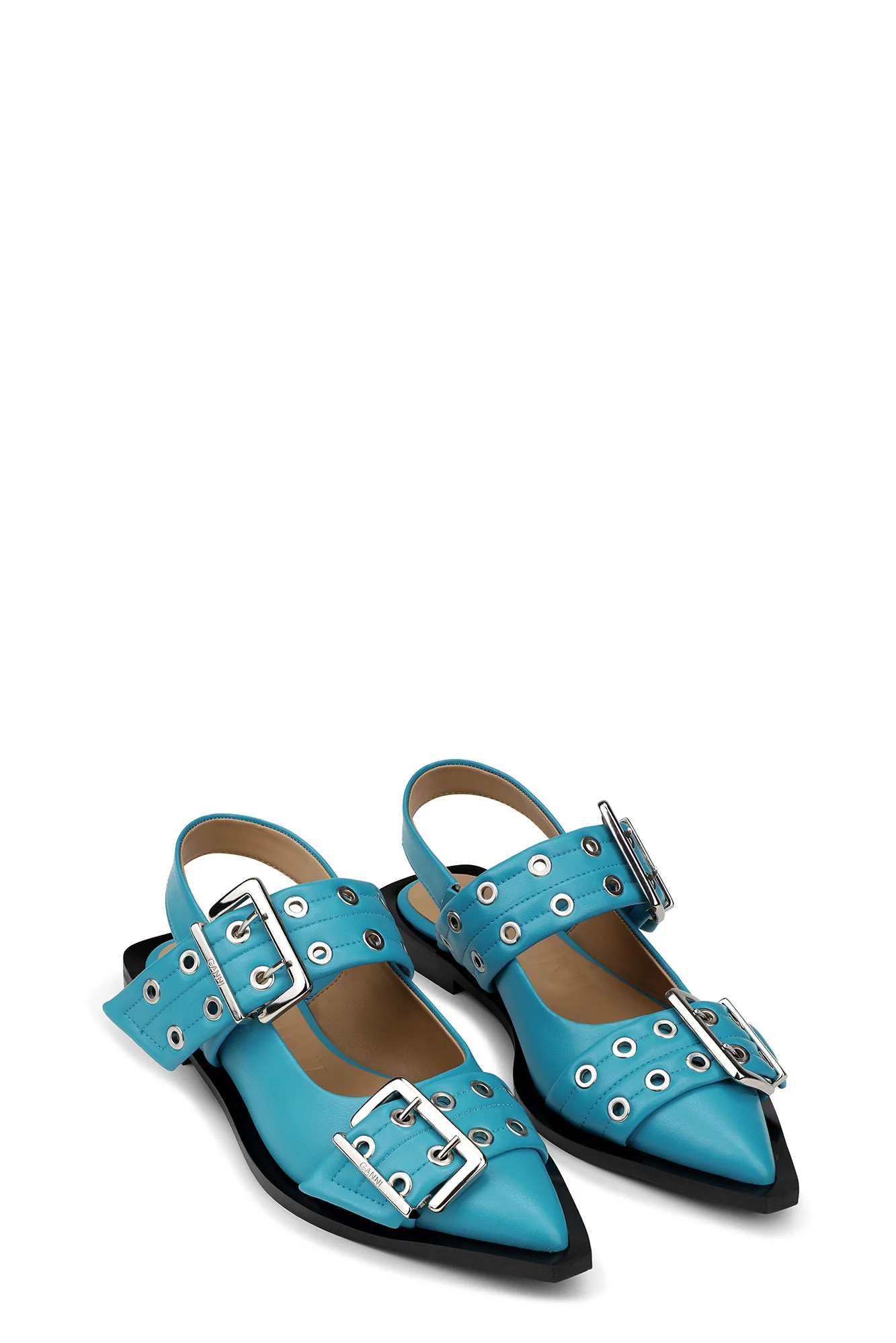 Feminine Buckle Ballerinas | Algiers Blue - Image 3