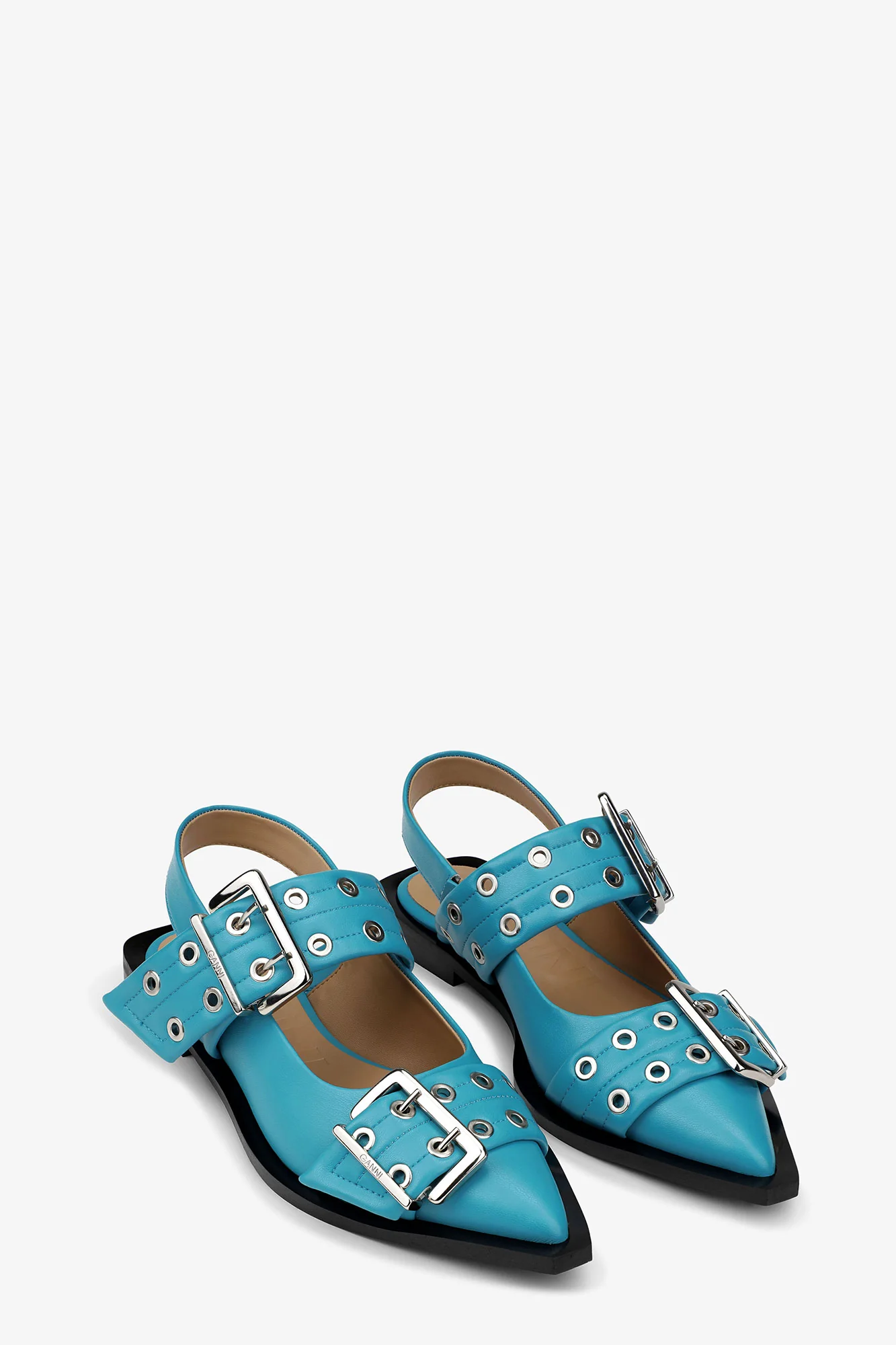 Feminine Buckle Ballerinas | Algiers Blue - Image 4