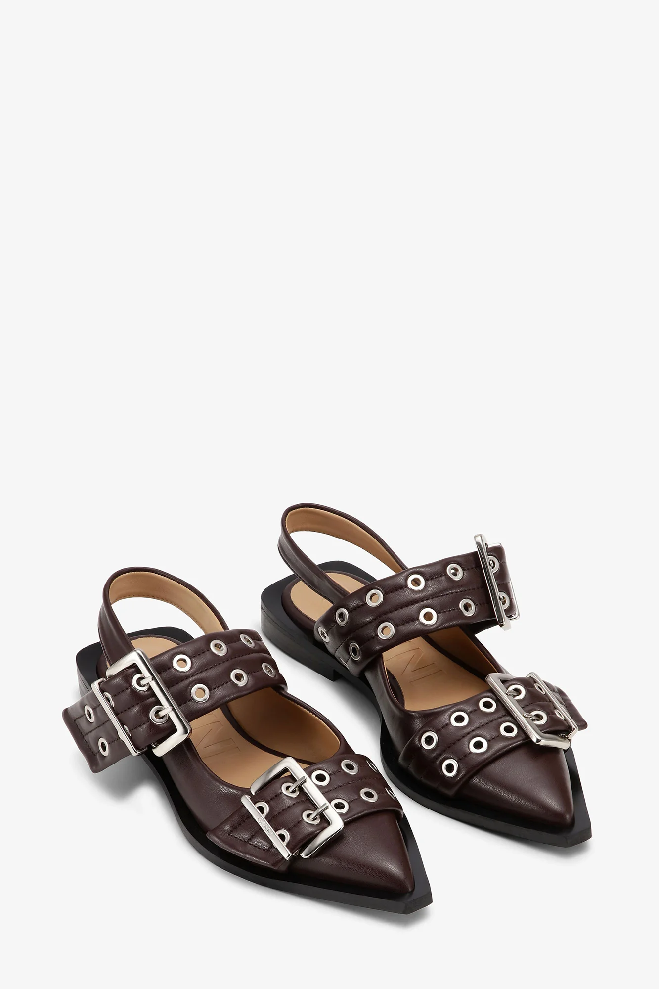 Feminine Buckle Ballerinas | Chocolate Fondant - Image 2