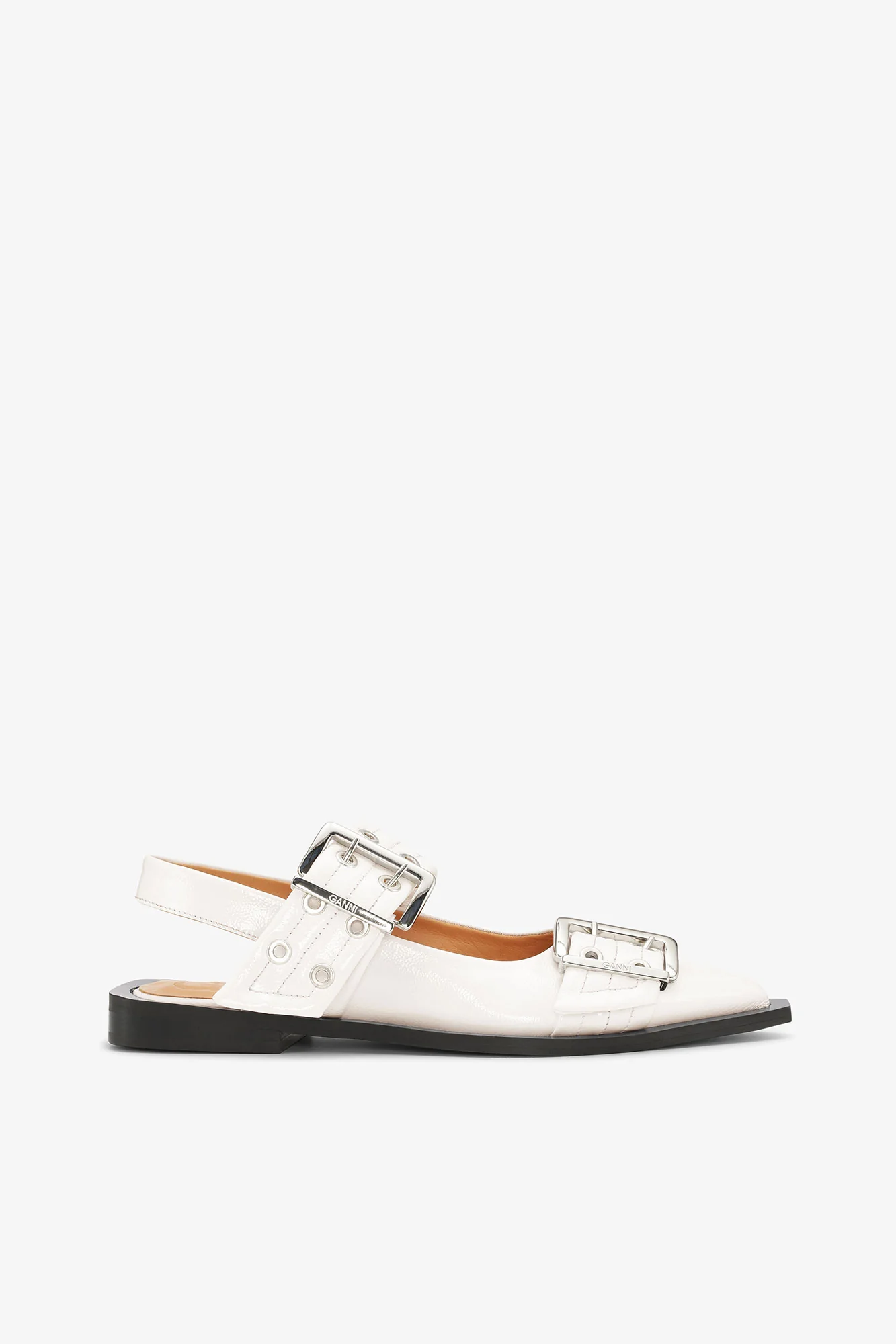 Feminine Buckle Ballerinas in Ivory | Egret - Image 2