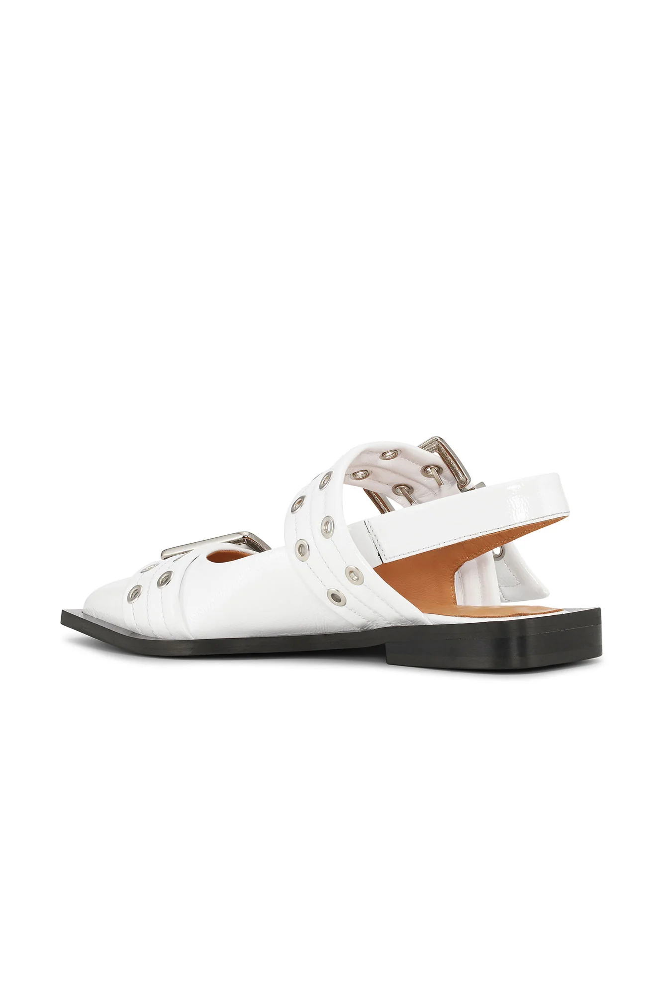 Feminine Buckle Ballerinas in Ivory | Egret - Image 3