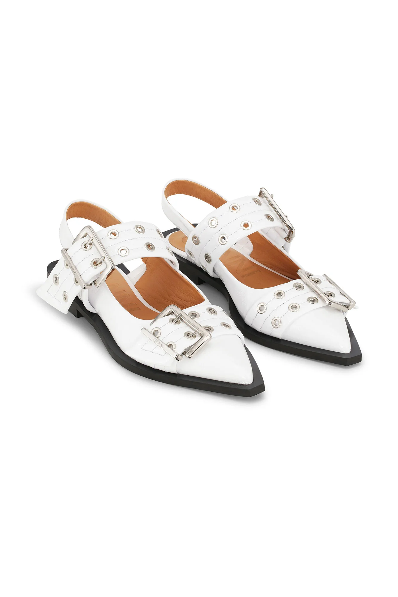 Feminine Buckle Ballerinas in Ivory | Egret - Image 5