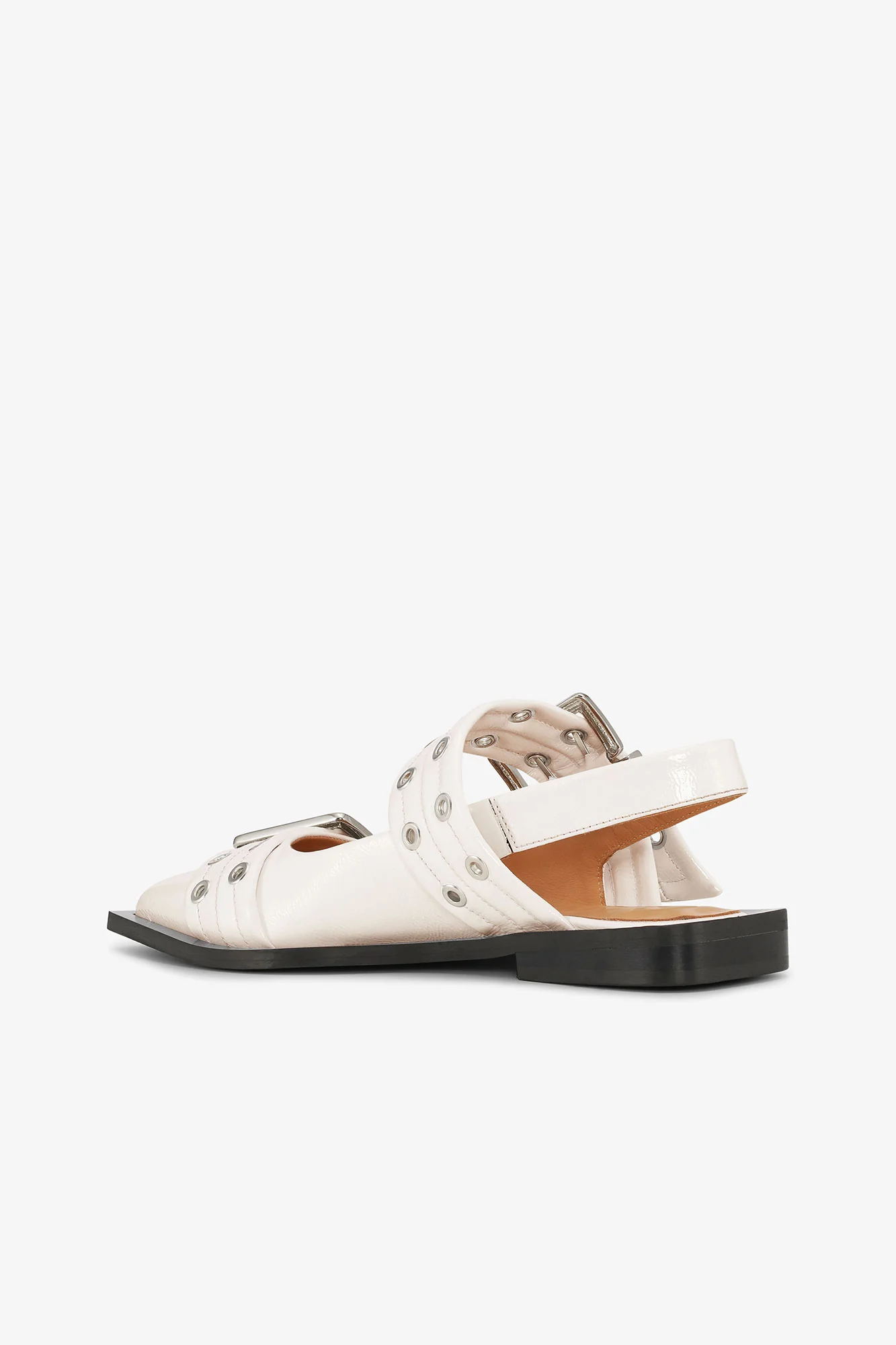 Feminine Buckle Ballerinas in Ivory | Egret - Image 6
