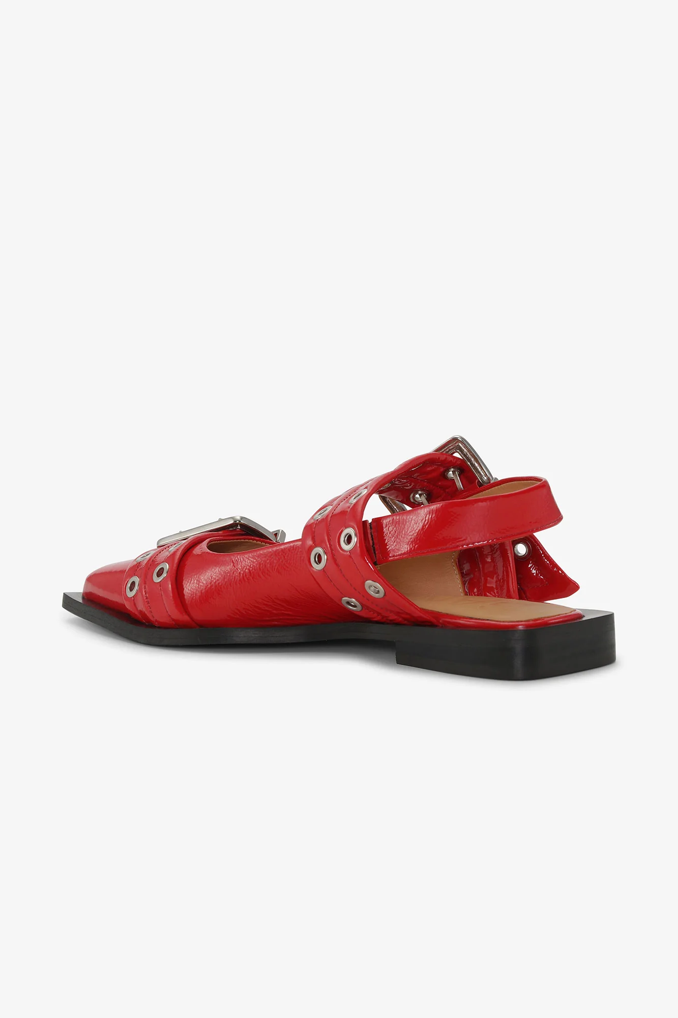 Feminine Buckle Ballerinas in Red | Racing Red - Image 3