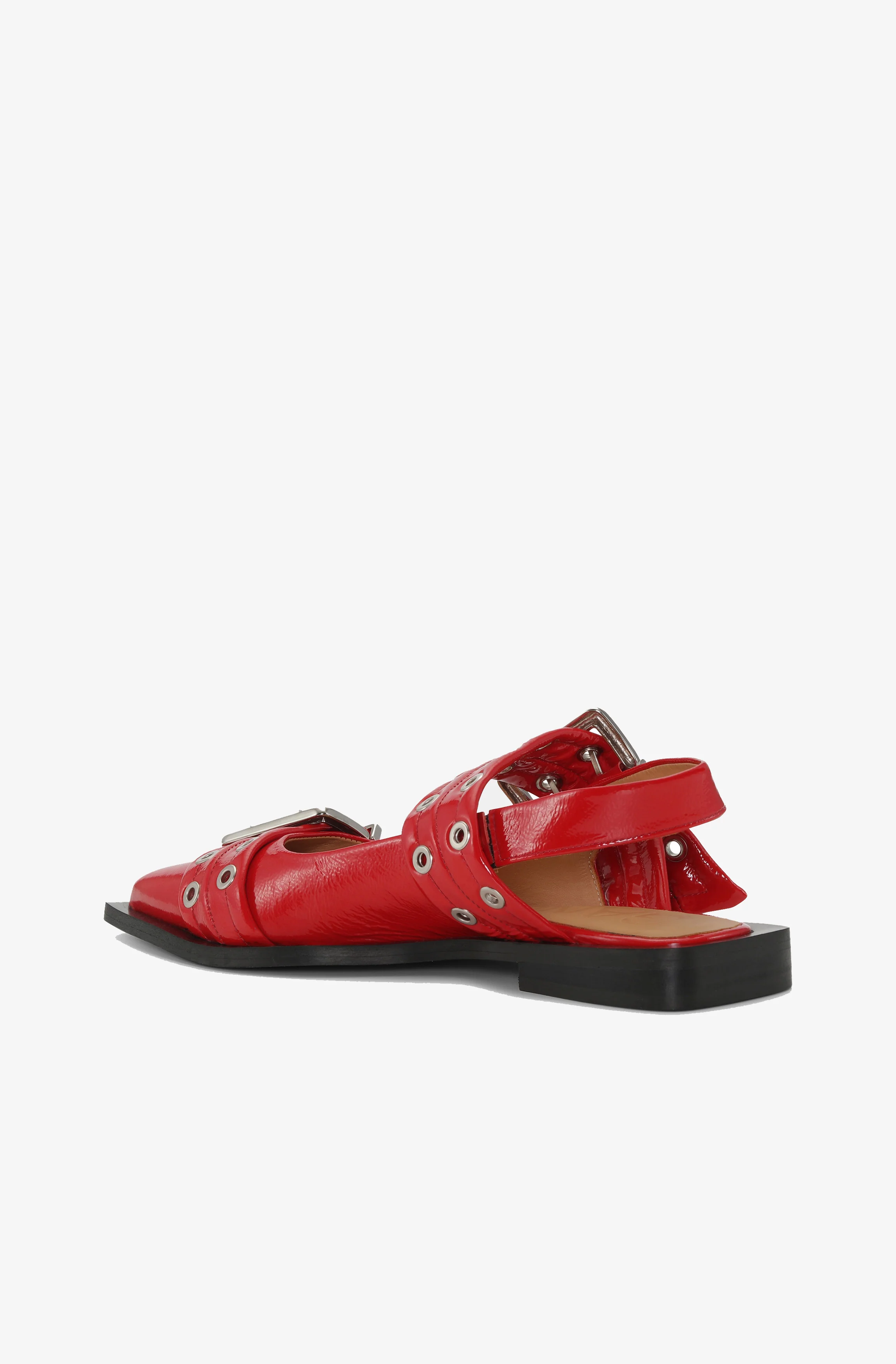 Feminine Buckle Ballerinas in Red | Racing Red - Image 6