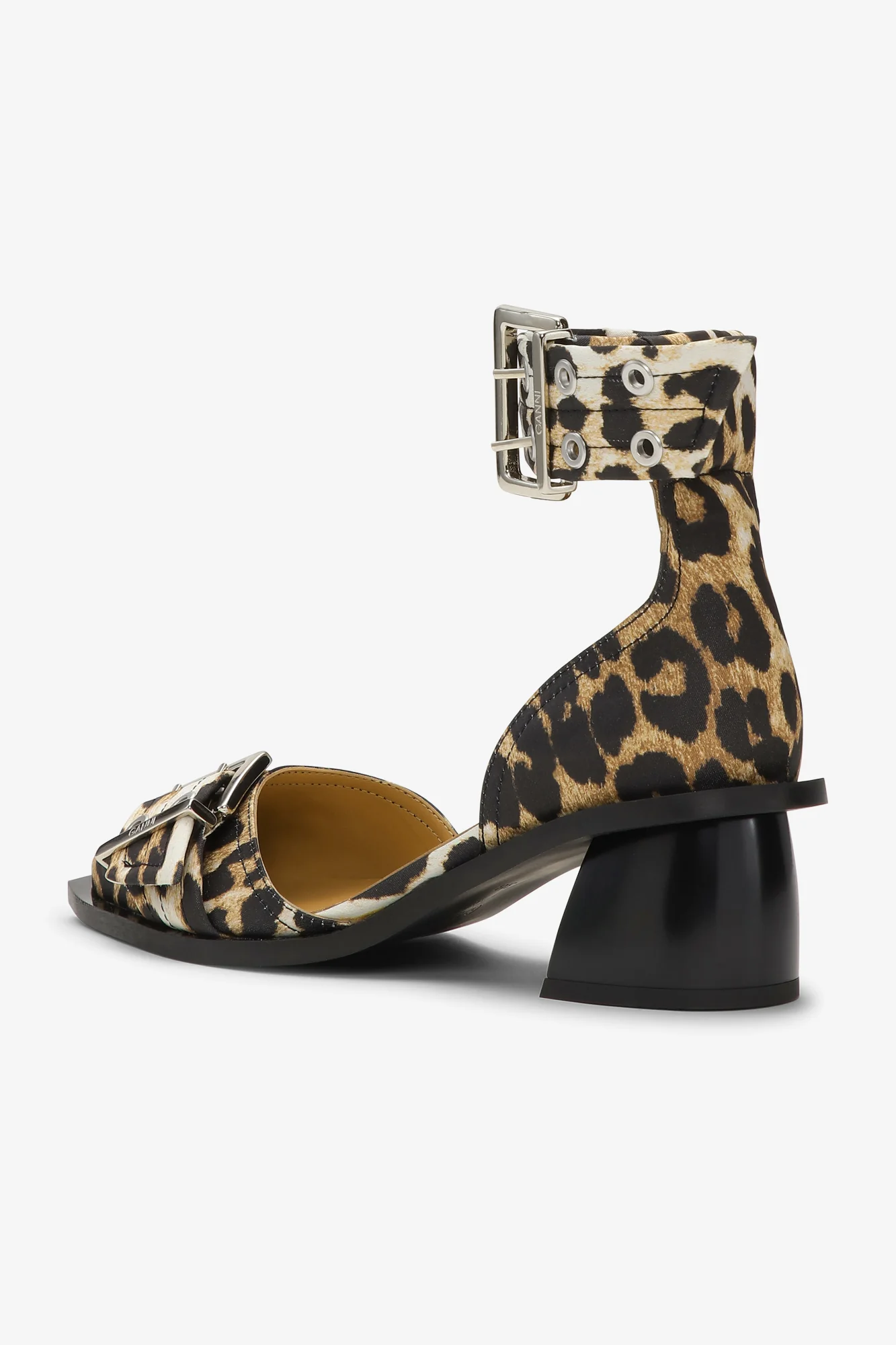 Feminine Buckle Open Cut Pump Satin Print | Leopard - Image 3