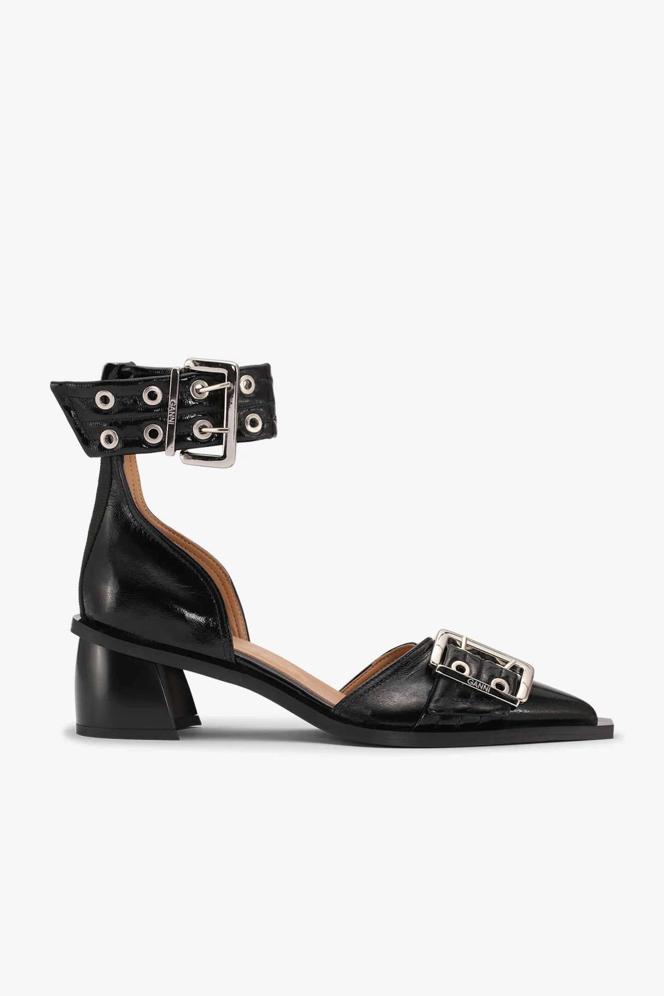 Feminine Buckle Open Cut Pumps - I | Black - Image 3
