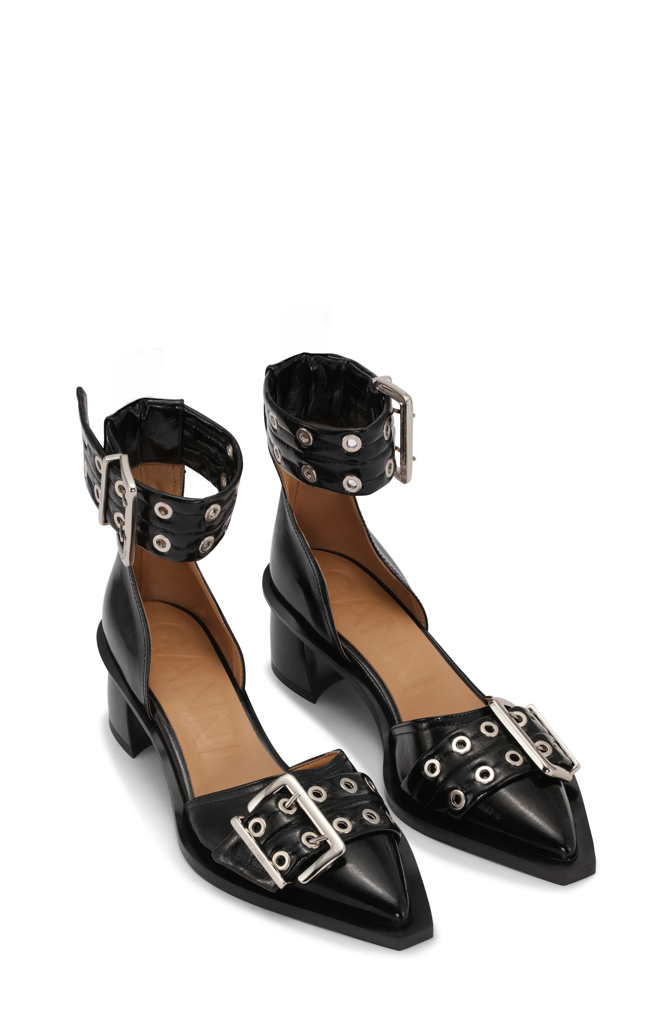Feminine Buckle Open Cut Pumps - I | Black - Image 5